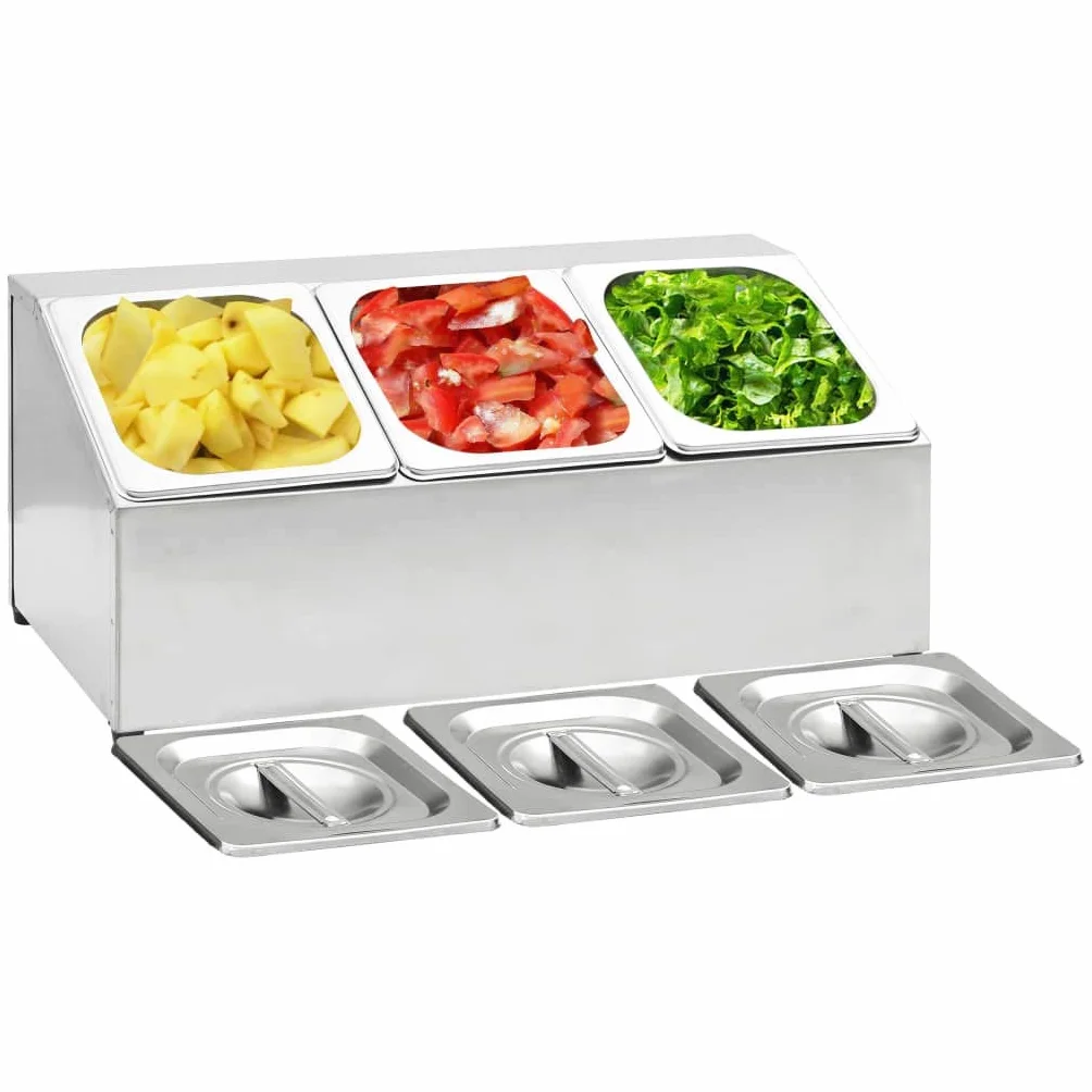 Genérico Soporte Bandeja Gastronorm con 3 bandejas 1/6 Acero Inoxidable