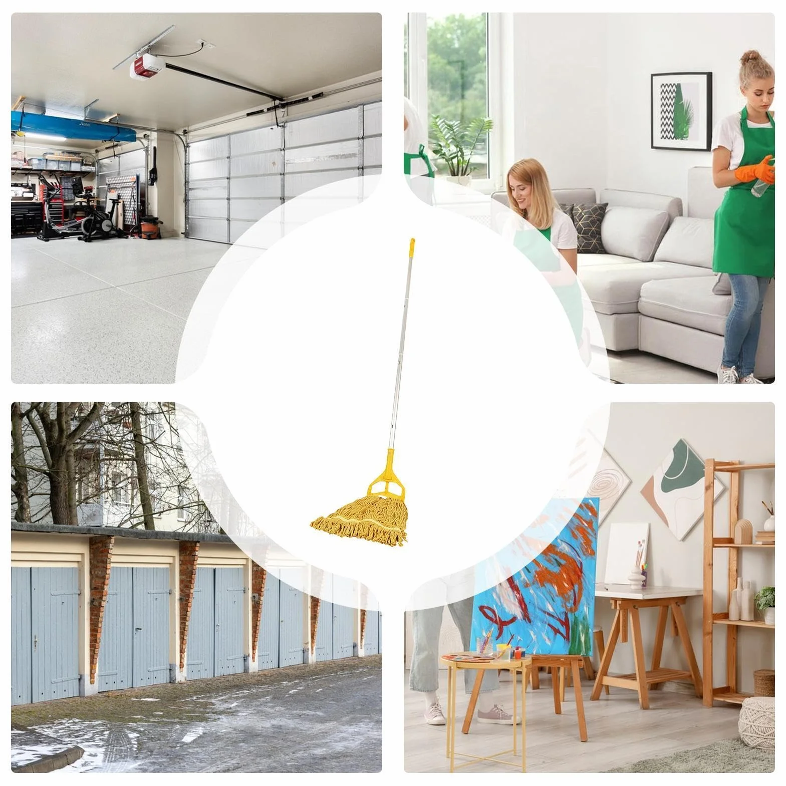 Fregona de Algodón Limpiador Mango Aleación Aluminio Desmontable Cuatro | Mopas Para Limpieza De Suelos para polvo madera parquet hogar baño cocina salón dormitorio y