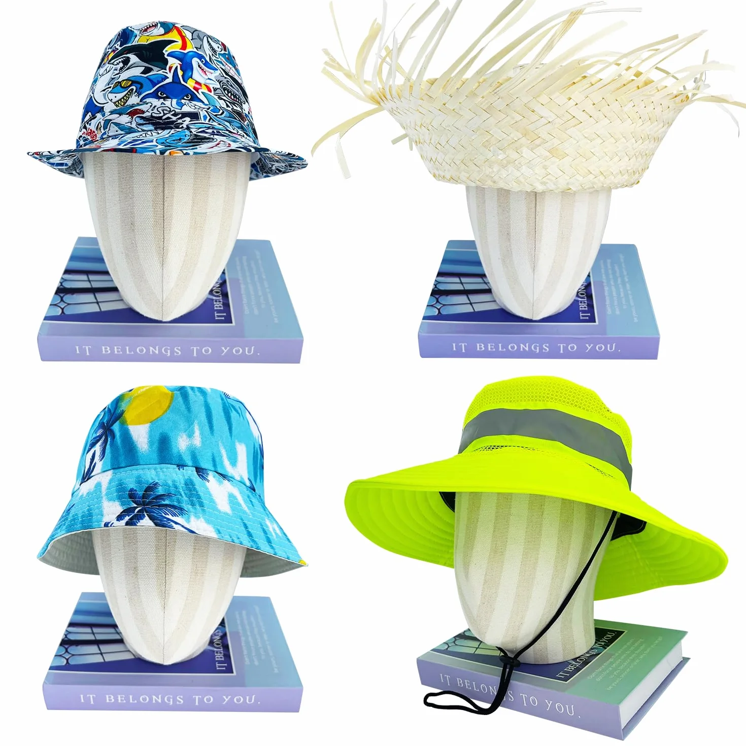 Sombreros de fiesta Luau a granel – 12 sombreros hawaianos divertidos surtidos, sombreros tropicales de disfraces, divertidos accesorios de fiesta de verano, suministros de fiesta temática de
