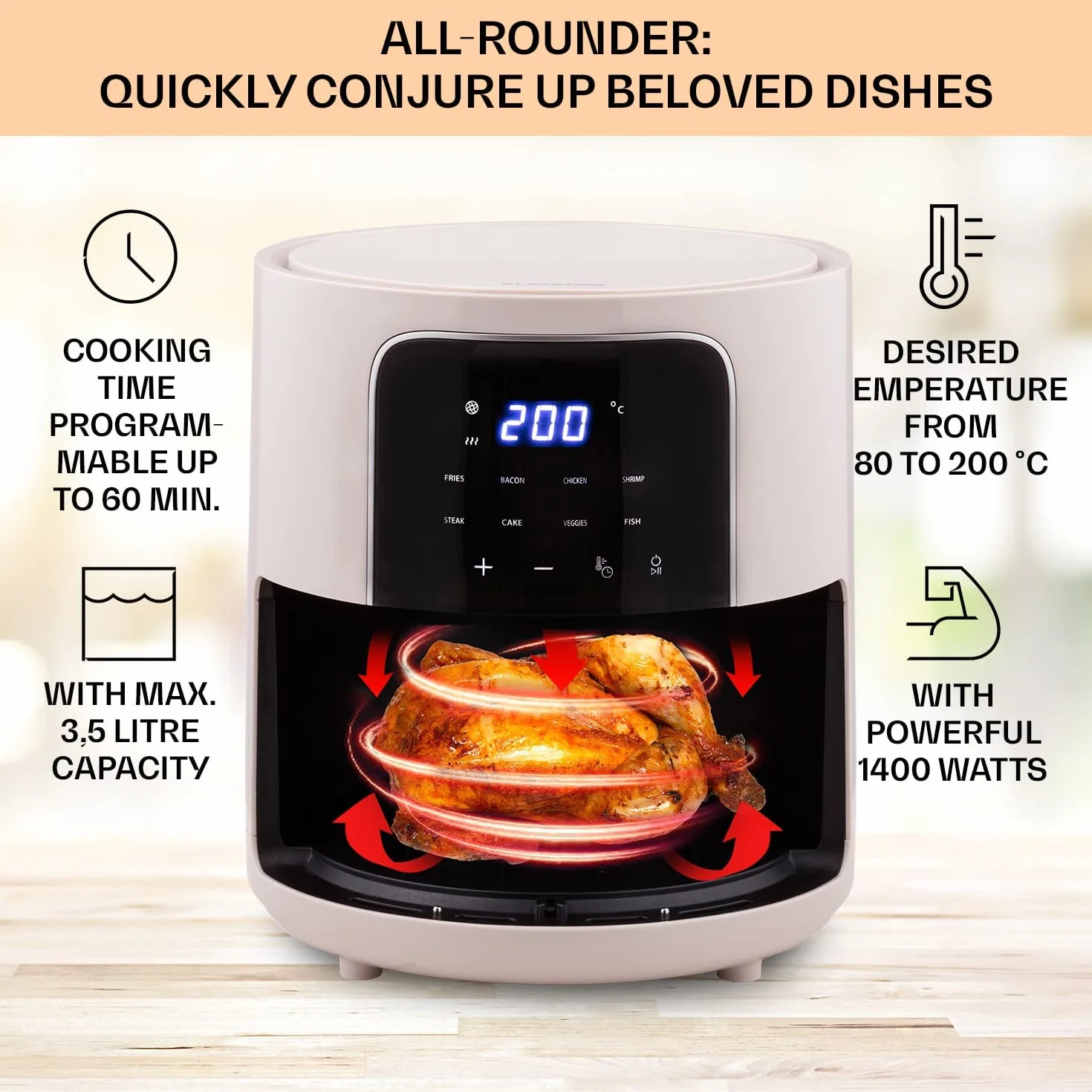 Klarstein Horno Microondas de Encimera Compacto 800W Grill Acero Inoxidable 20L Digital Inteligente