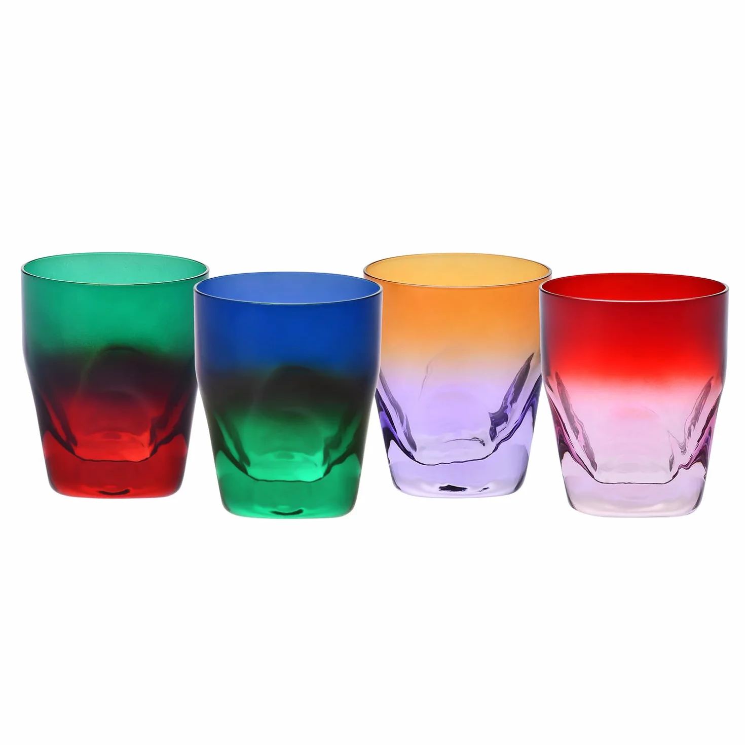 Krosno – Vasos de whisky, Cócteles y Bebidas 260 ml – Set de 4 unidades en 4 colores únicos – Colección Aurora – Cristal sin Plomo – Pintados a Mano