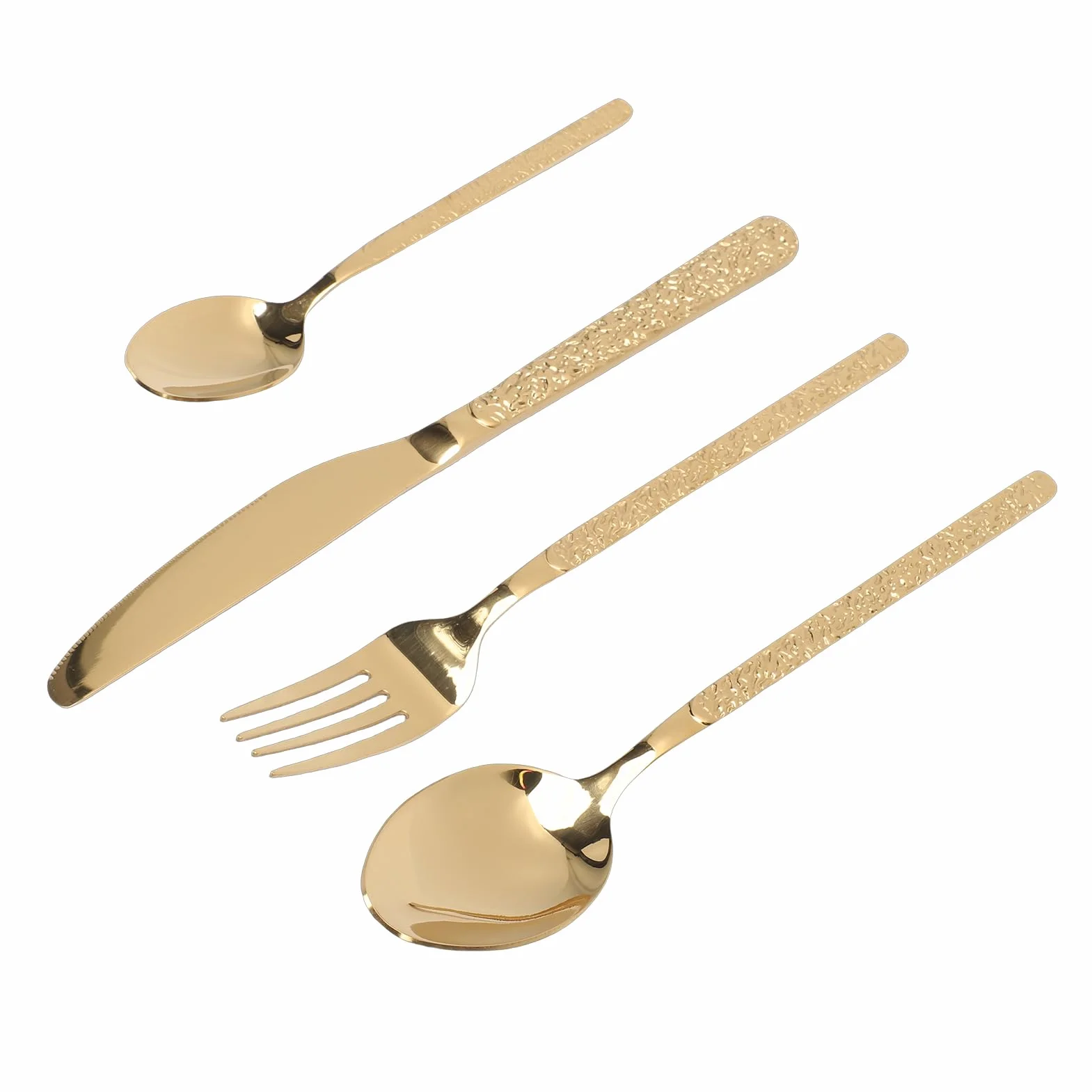 CHICIRIS Juego de Cubiertos de Acero Inoxidable para 6 Personas, Cubiertos Elegantes, Utensilios para Bodas, Fiestas, Cenas, Material 18/10 (Patrón De Piedra Oro)