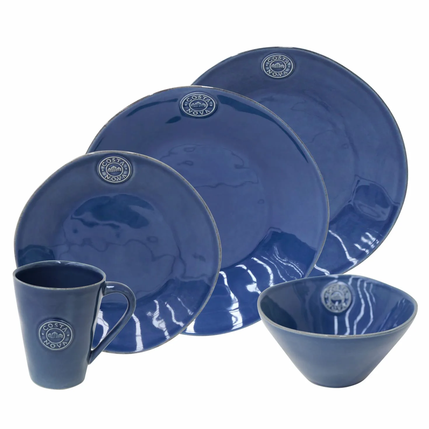 Costa Nova, Nova colección, Vajilla Elegante, gres, Juego de vajilla Completa 30 Piezas, 6 Personas, Denim,