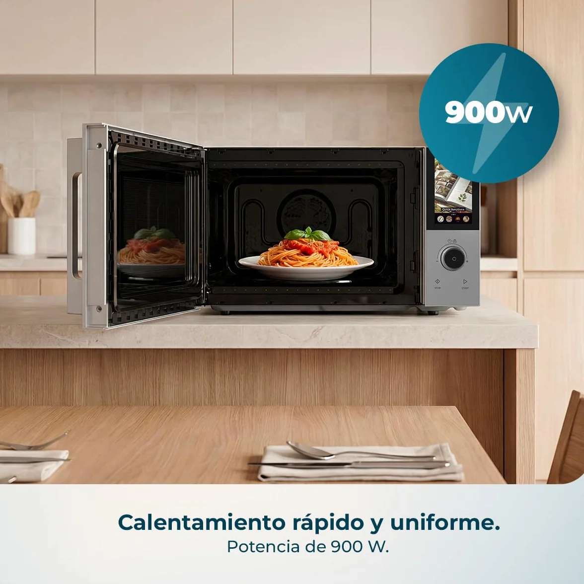 Cecotec Microondas Digital Táctil Convección y Grill 28L 900W 1200W 2200W 8 Programas