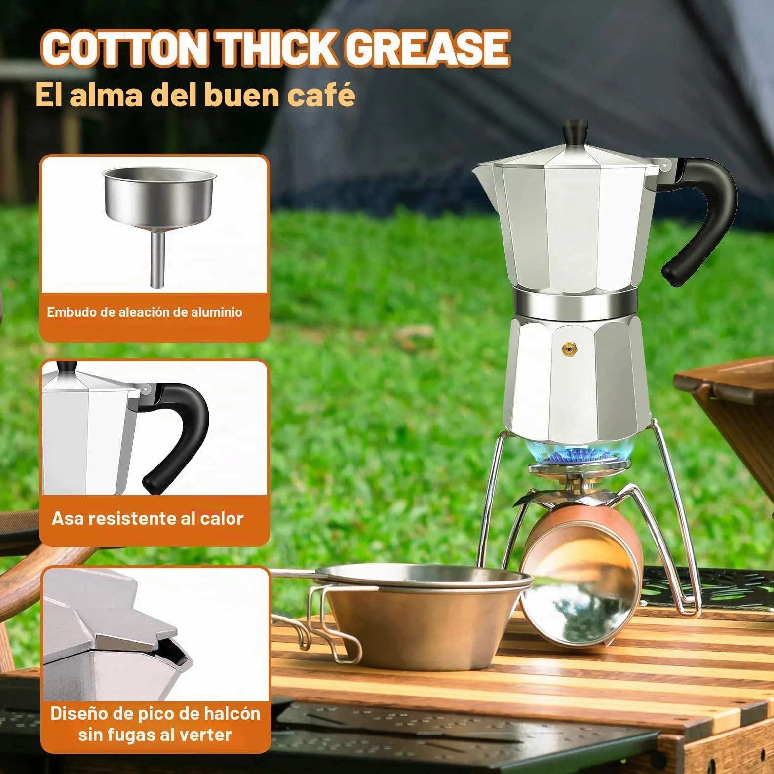 Cafetera Expresso Moka Pot Express de 14 Taza de Aluminio Percoladora Cafetera Moka Clásica Italiana Para Preparar Café Italiano y Cubano Para Casa y Camping 700ml 23oz