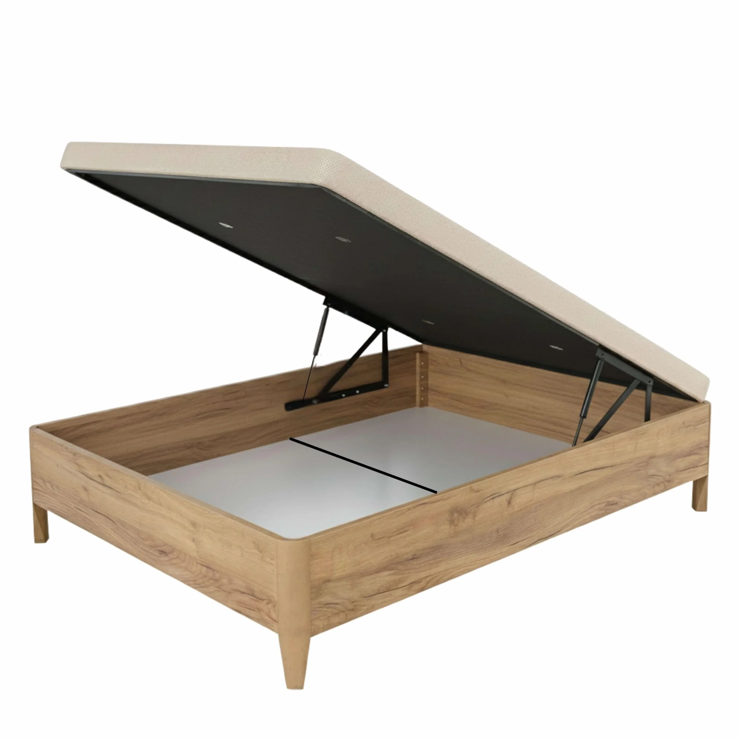 Canapé 135x190 cm Cama Dormitorio Cope, Tapa Reforzada Anti-Curva, Apertura Manual Bombines Gas, Roble Amazonas