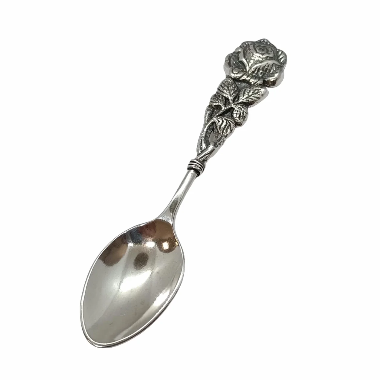 Cuchara de plata esterlina 925, sin níquel, 82x23 mm, 16,2 gramos, diseño de rosa