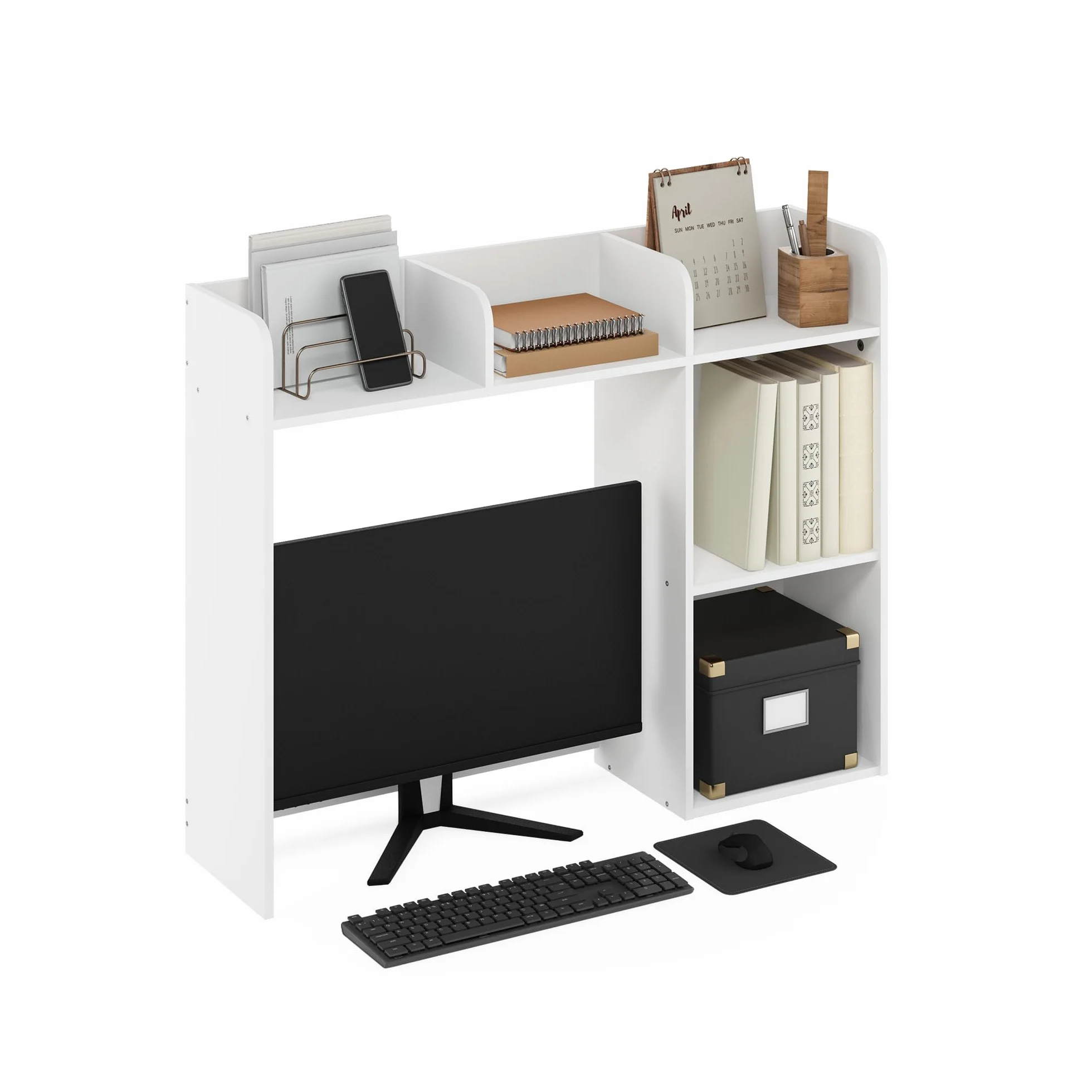Furinno Classic Estantería De Escritorio 5 Niveles Estantería para Libros Organizador De Escritorio para Suministros Accesorios De Escritorio Color Blanco