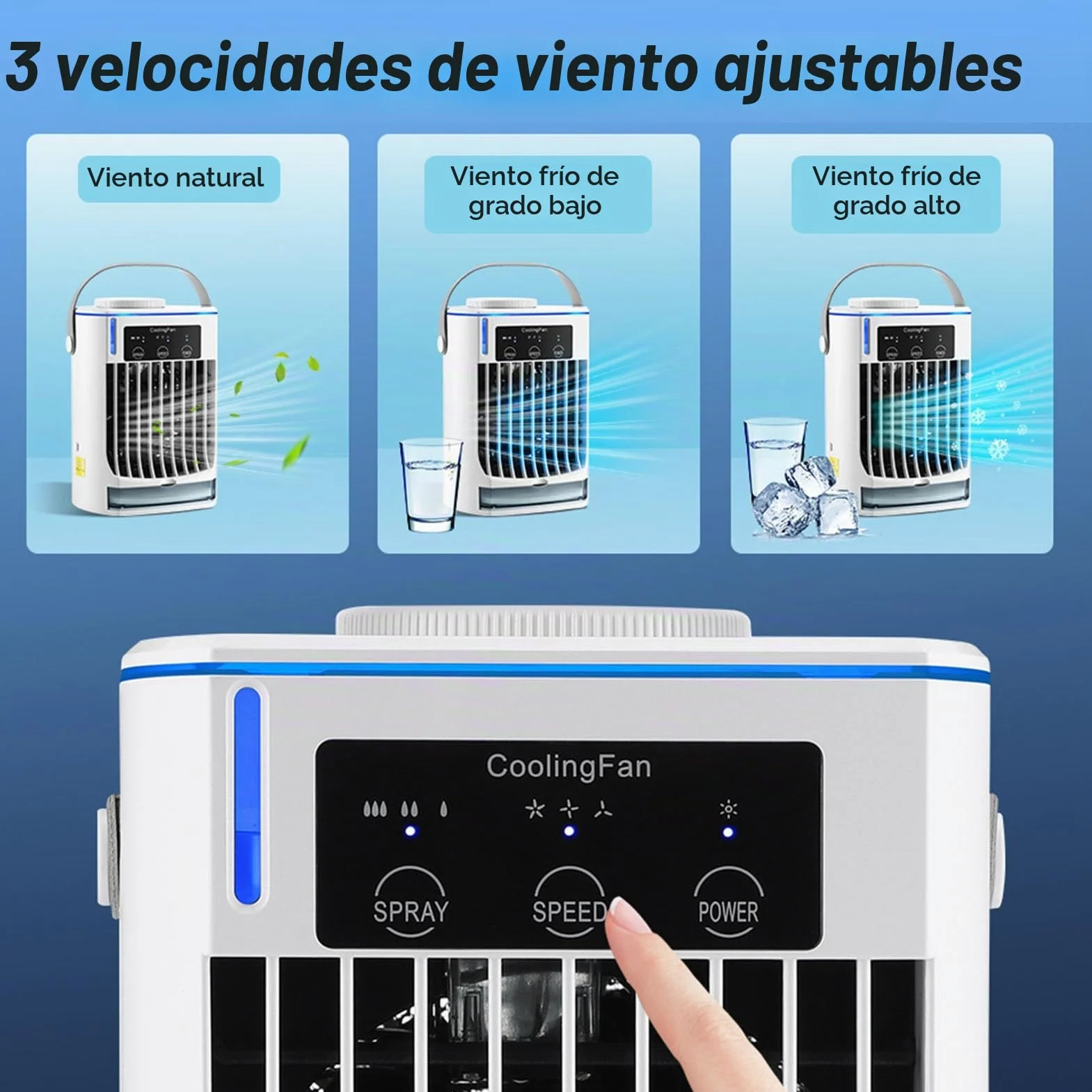 Irfora Aire Acondicionado Portátil, Enfriador de Aire Evaporativo USB Personal, Ventilador de Refrigeración Ajustable para el Hogar, Oficina, Camping con Tanque 500ml