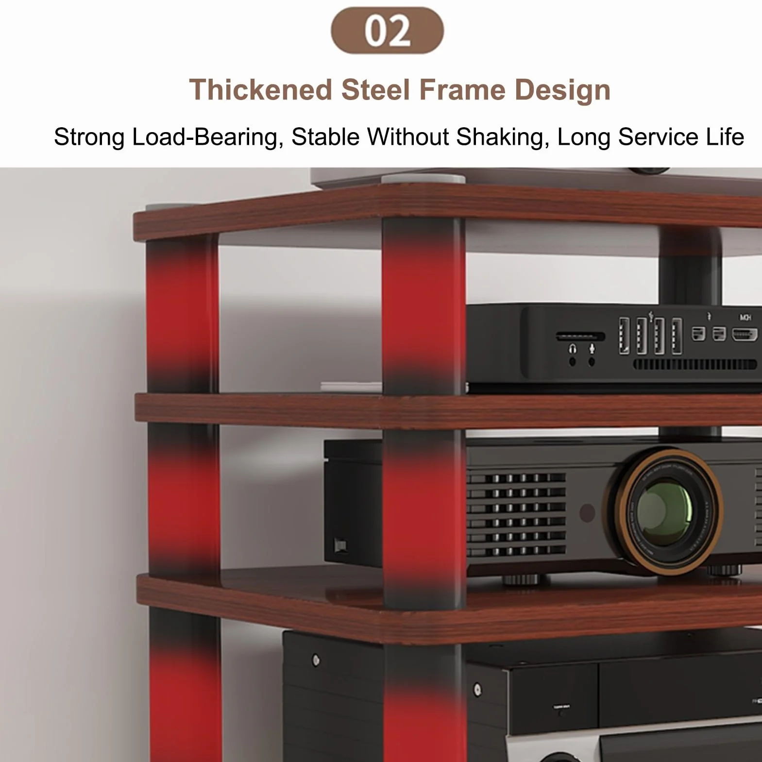 Moderno soporte para gabinete AV, estante para reproducción de discos, soporte de CD/DVD para consolas de juegos y cajas de TV, amplio espacio, marrón, 50 x 47 cm
