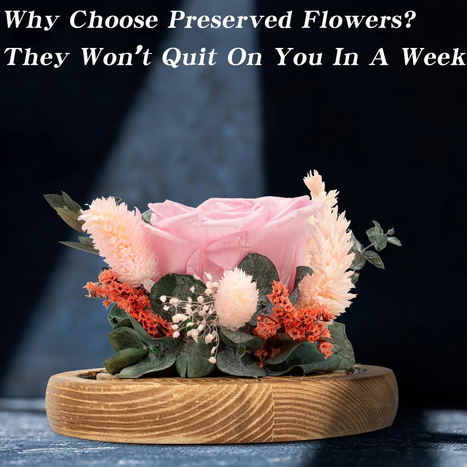 Regalo Flor Regalos de flores preservadas para mujeres, rosas preservadas rosas en cúpula de cristal, arreglos florales de rosas reales, flores para siempre para mamá, regalos de cumpleaños para