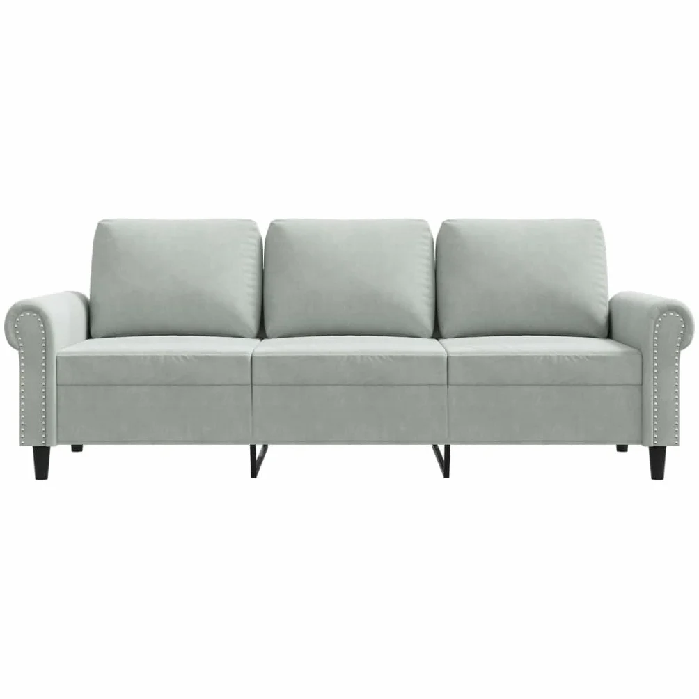 Sofá de 3 plazas Terciopelo Gris Claro 180 cm,Sofá de Descanso Televisió