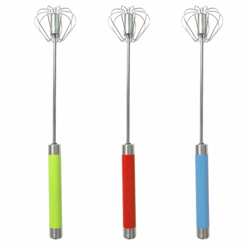 Batidor Varillas Cocina Batidor De Huevos con Varilla De Empuje De Acero Inoxidable Batidor Manual Batidor De Huevos Semiautomático Barillas Batir Batidor De Huevo(Blue,12inh)