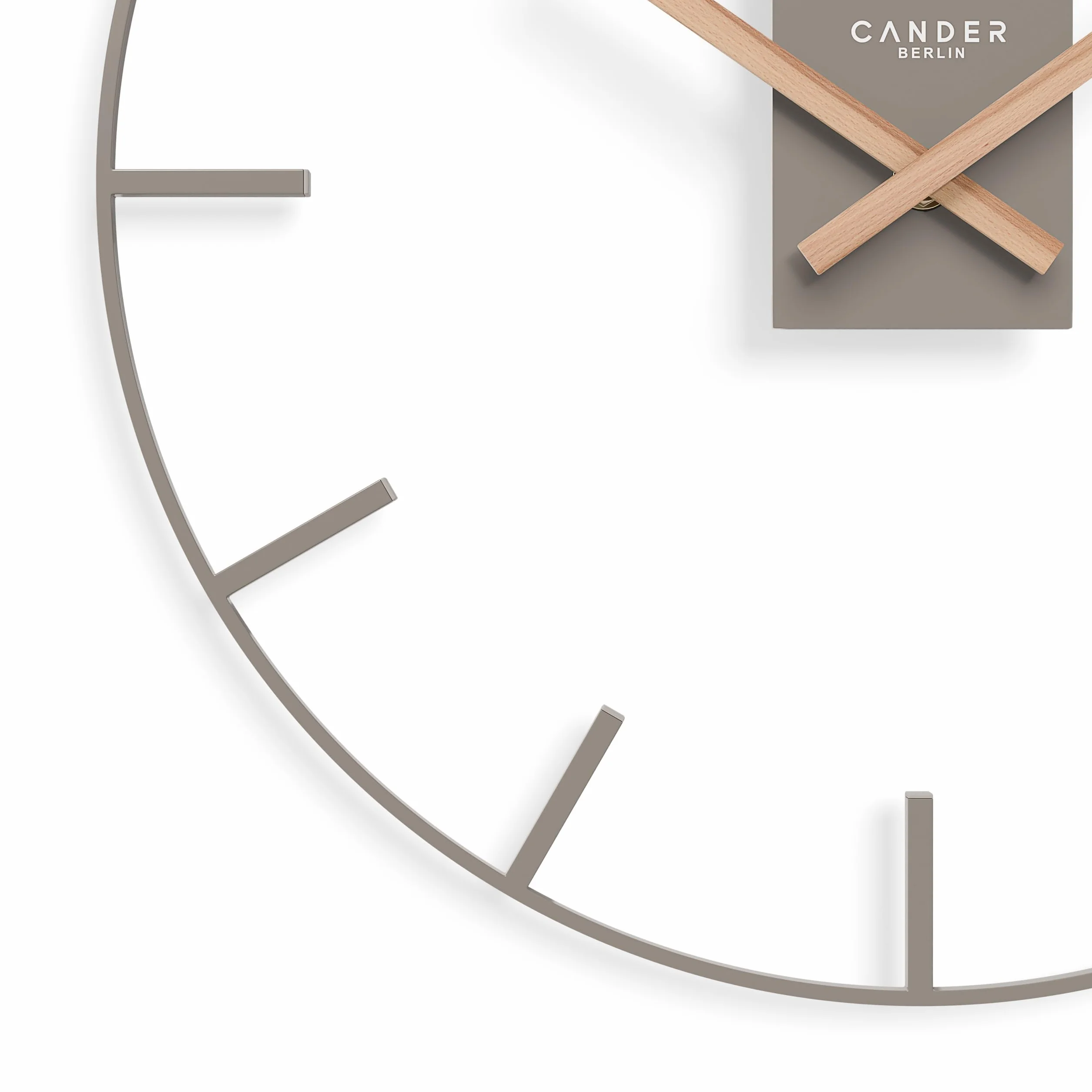 Cander Berlin Jenson XXL - Reloj de Pared silencioso (40 cm, Metal, con manecillas de Madera, sin tictac, Grande, Moderno, Gris cálido, salón, Cocina, Vintage