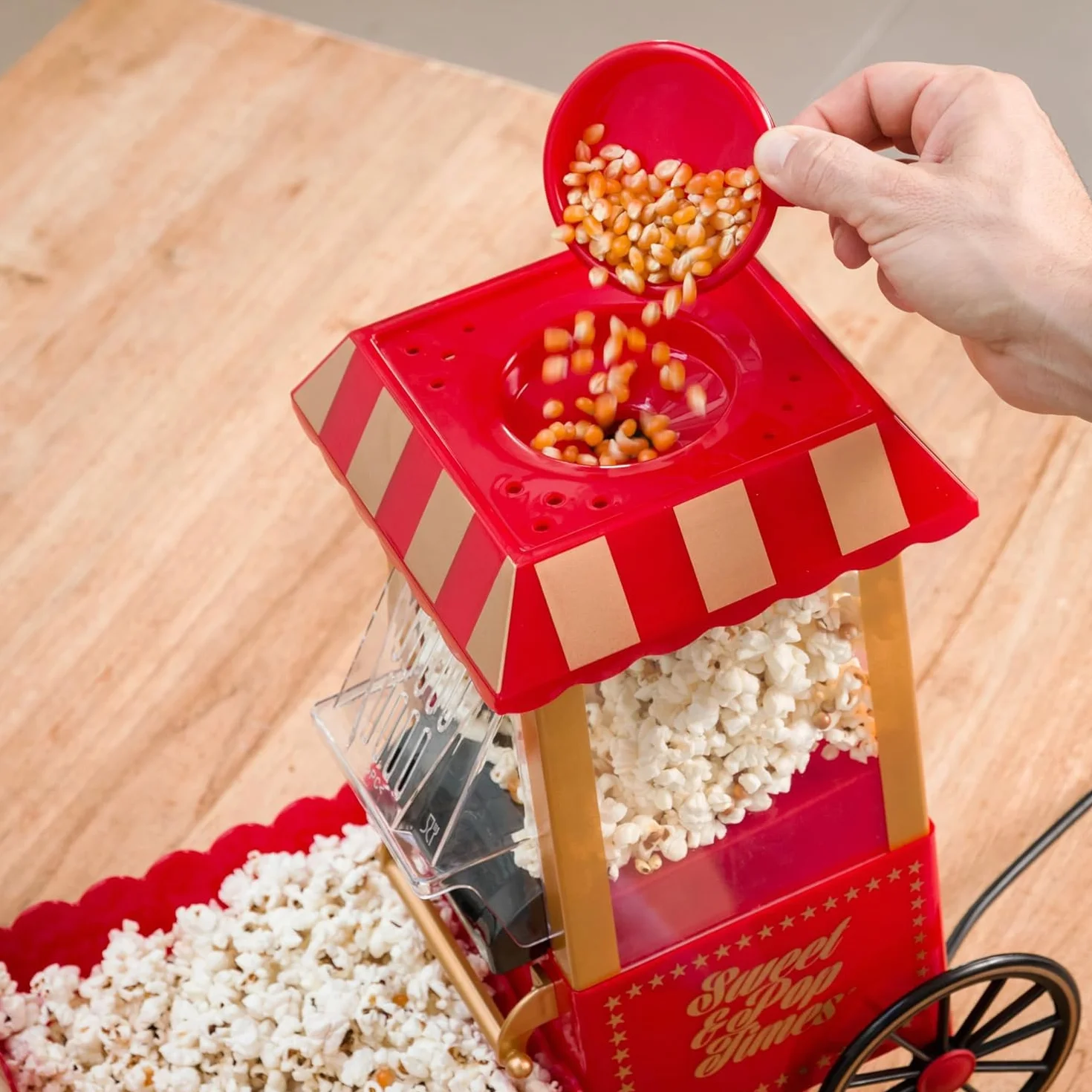SA Products Máquina para hacer palomitas de maíz de carnaval, máquina para hacer palomitas de maíz Nostalgia, máquina para hacer palomitas de maíz con aire caliente de noche de película, máquina