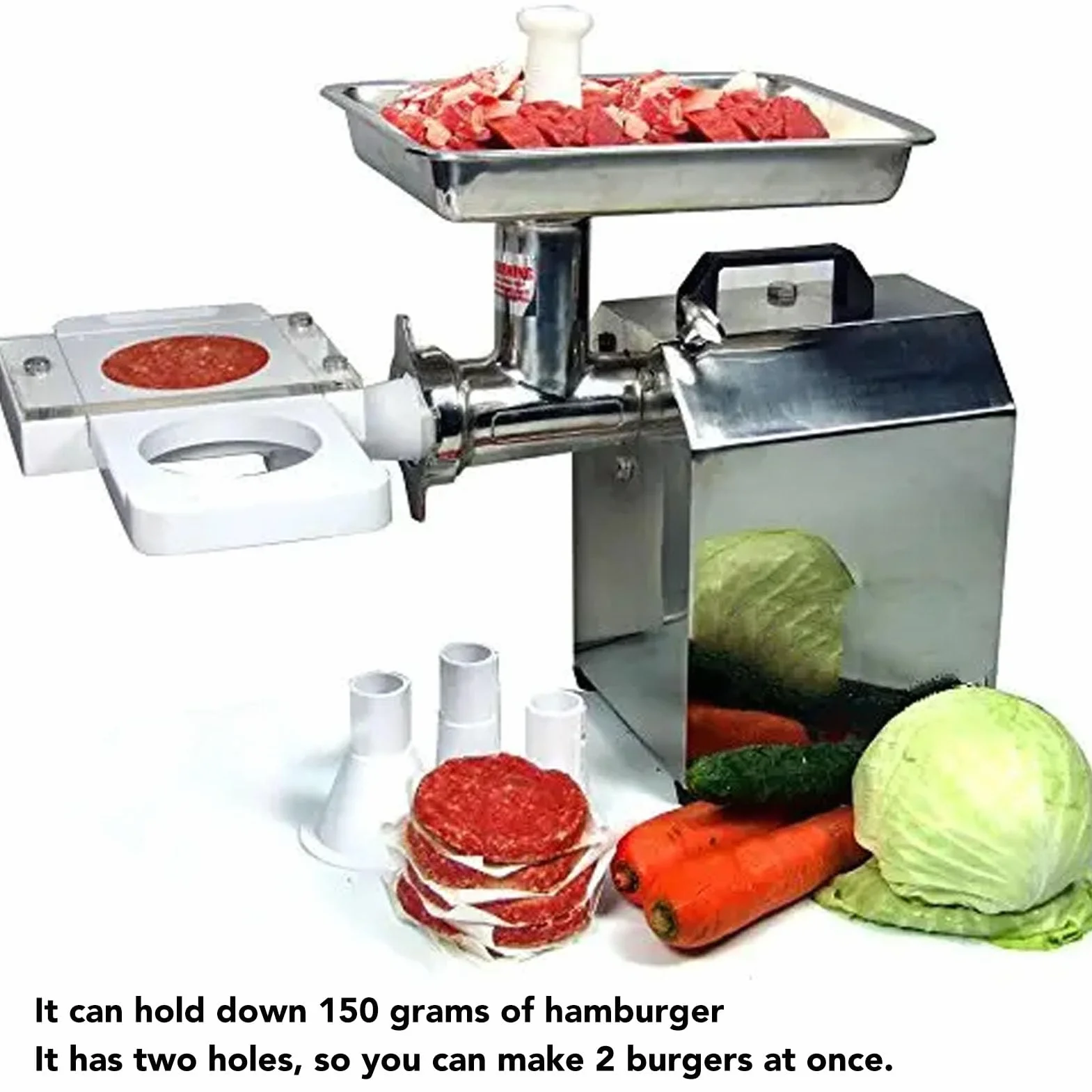 KIMISS Hamburger Press Mold Maker - Fabricante de Empanadas Antiadherente con 2 Agujeros - 150 G de Herramienta ABS para Hamburguesas Caseras y Llenado de Salchichas