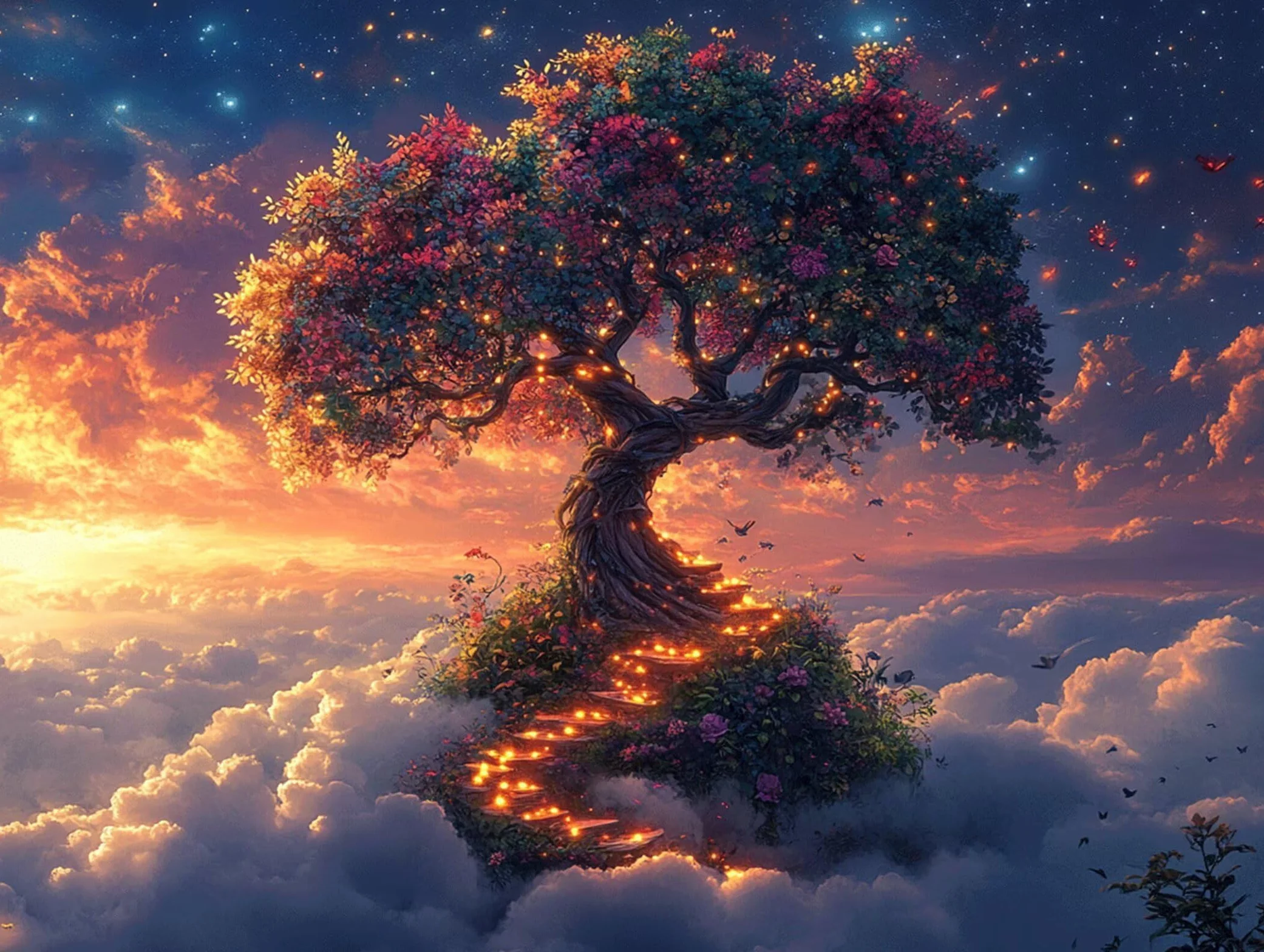 Pintar por Numeros árbol Pinturas Acrilicas nube Pintura por Numeros Adultos DIY Lienzos para Pintar, Pintura Acrilica Manualidades, Decoración para Hogar, Regalos Cumpleaños, 90x120cm Sin Marco q-832