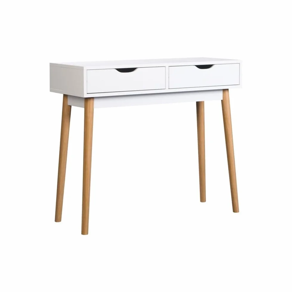 Mobelcenter, Mueble Recibidor Fiano Estilo nórdico, Mueble Entrada con 2 cajones, Acabado Blanco, Medidas: Ancho: 90 cm x Alto: 78 cm x Fondo: 35 cm (1469)