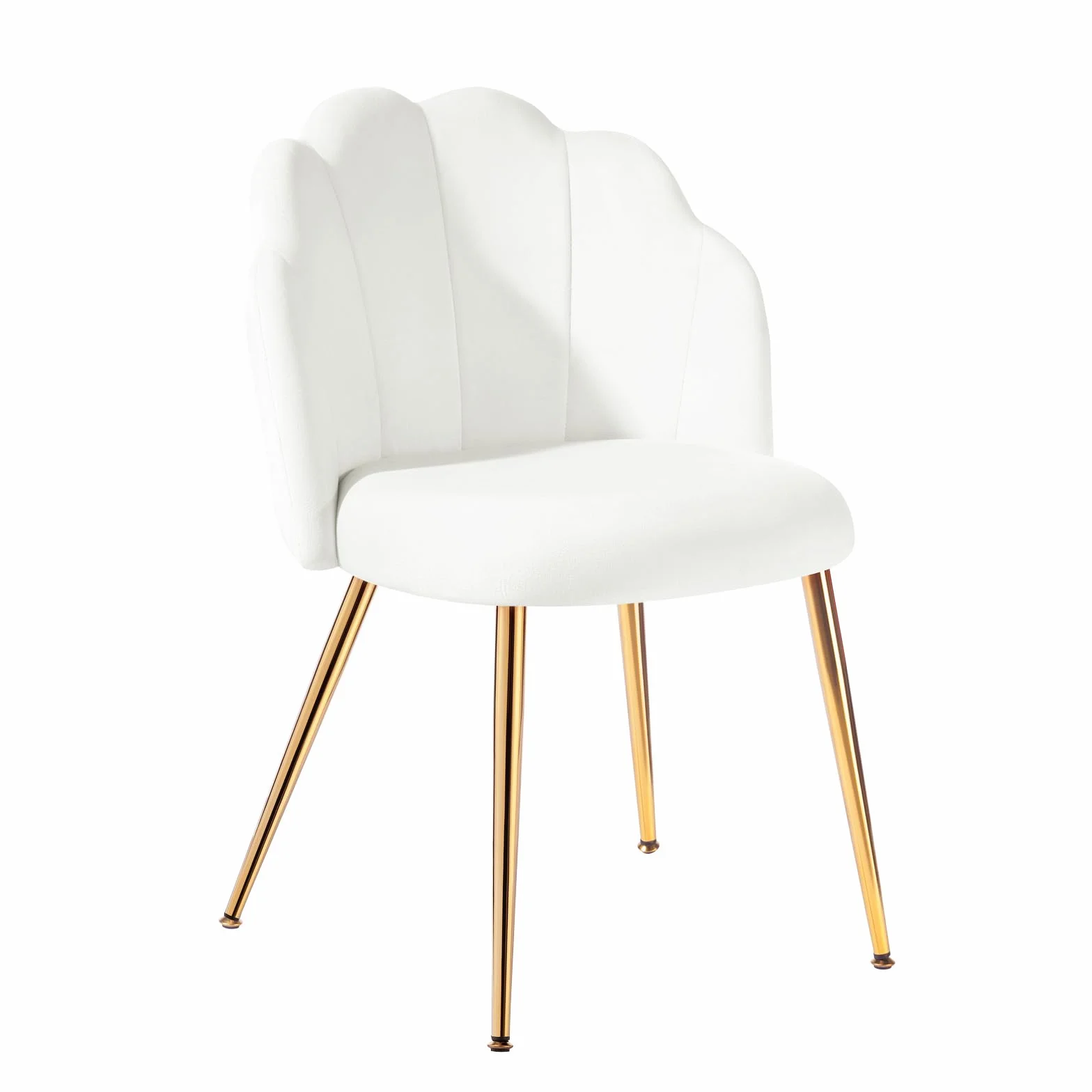Silla de terciopelo para tocador con patas doradas, silla de escritorio, silla decorativa para dormitorio, sala de estar y comedor, fácil montaje (1, blanco)
