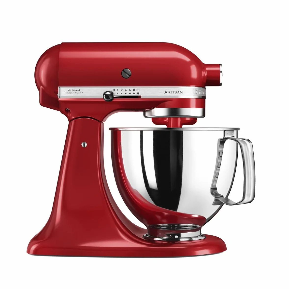 KitchenAid Batidora amasadora - Artisan - Robot de Cocina con Cabezal Inclinable - Amasadora con 3 Accesorios - Batidora de repostería con Bol de Acero Inoxidable - 4,8 L - Rojo