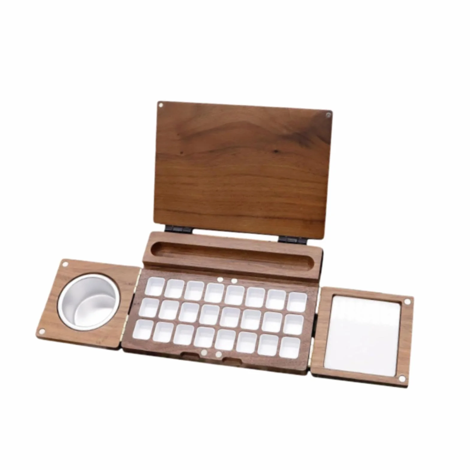 Perfeclan Caja de Pintura de Acuarela, Paleta de Pintura de Viaje Plegable para Pintar y Hacer Manualidades con área de Mezcla, Bandeja de Pintura de Madera,