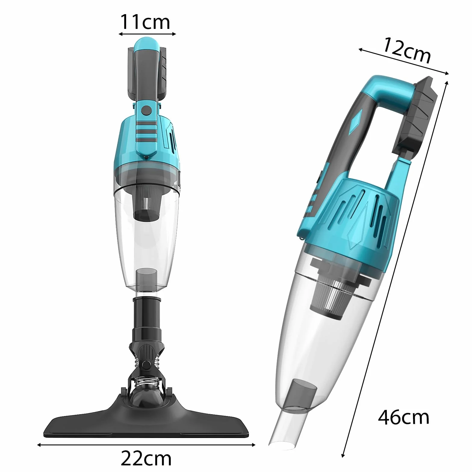 Aspiradora de mano con batería con 2 baterías de 18 V y 3000 mAh, 3 en 1, multifuncional, para casa y coche, pelo de animales