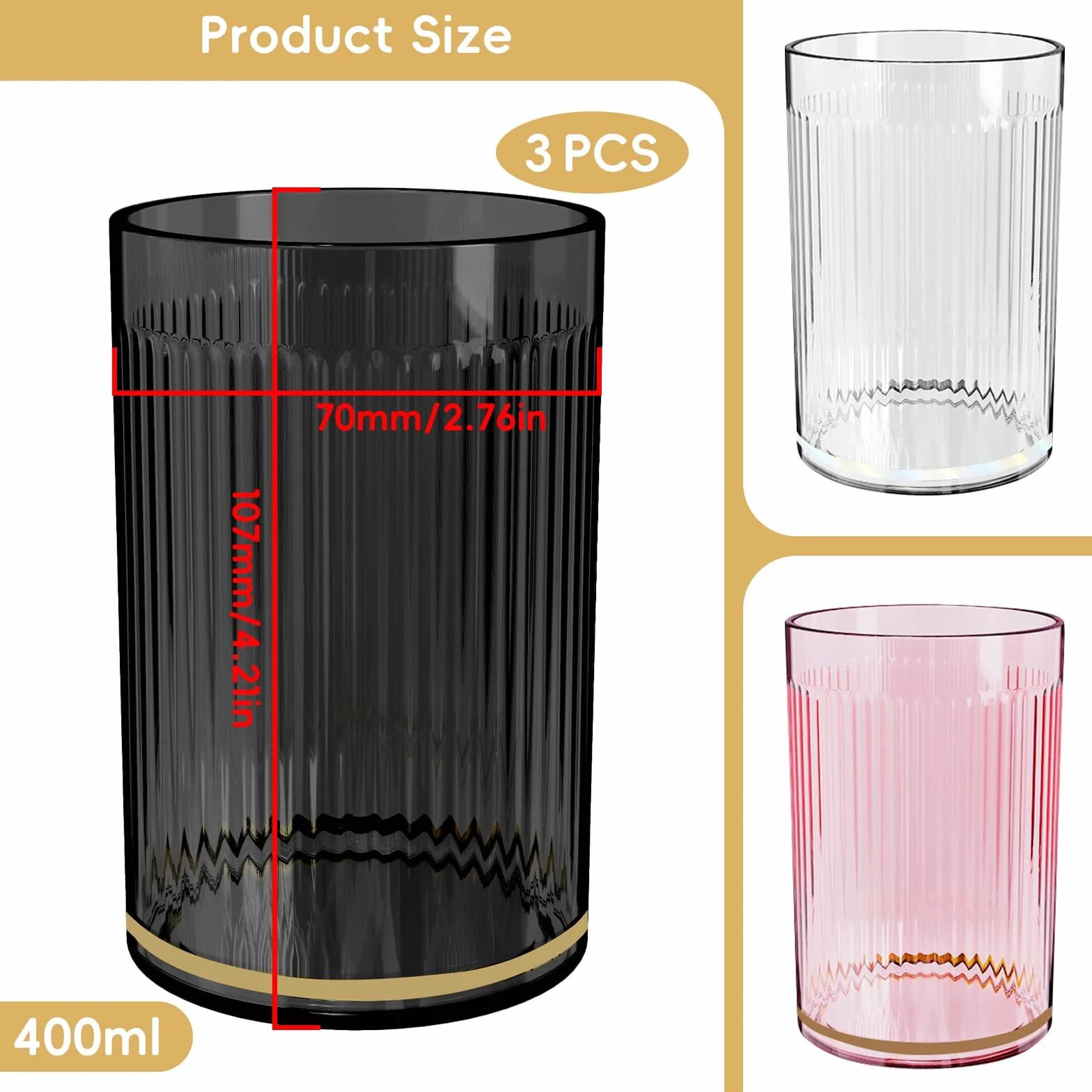3 Vasos de Cepillo de Dientes de Baño Irrompible Plástico Reutilizable para Adultos Adolescentes y Niños
