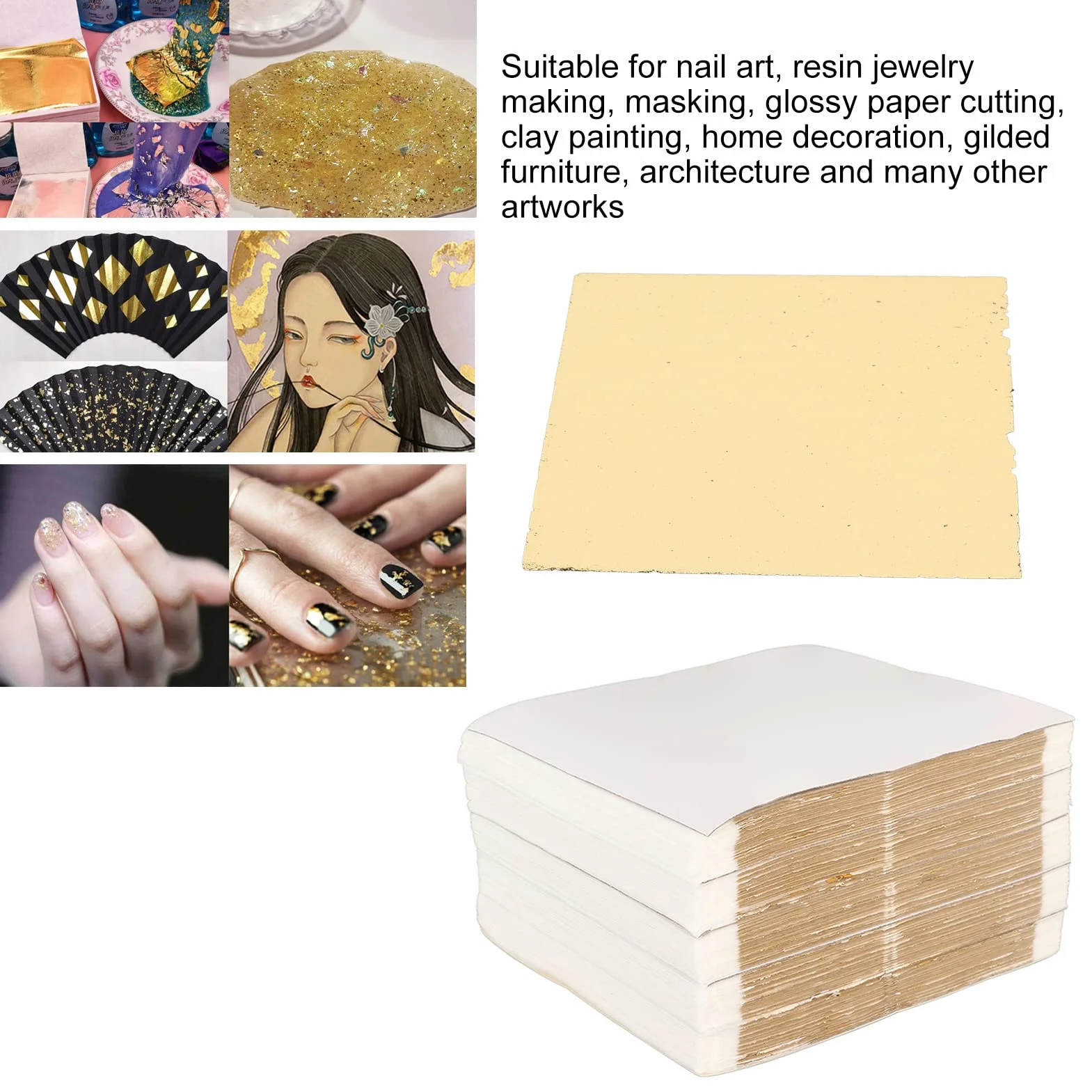500 Hojas de Pan de Oro de Imitación Multiusos para Artes, Manualidades y Decoración