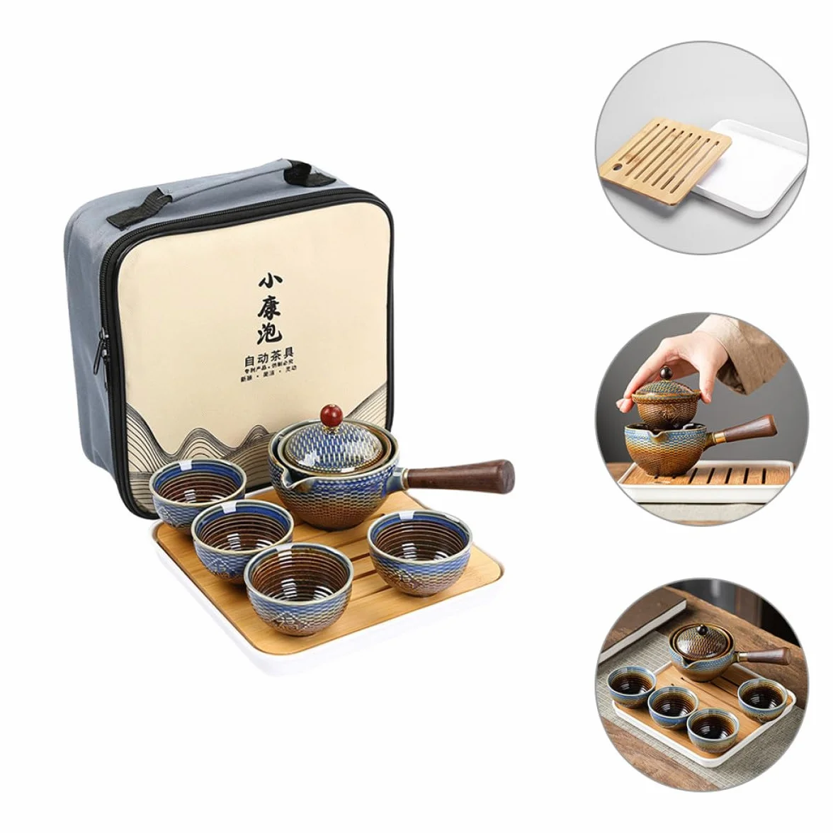 UKCOCO Juego de Té y Regalo Portátil de Cerámica Tetera Giratoria y Diseño Elegante para Viajes Ideal para Aficionados al Té