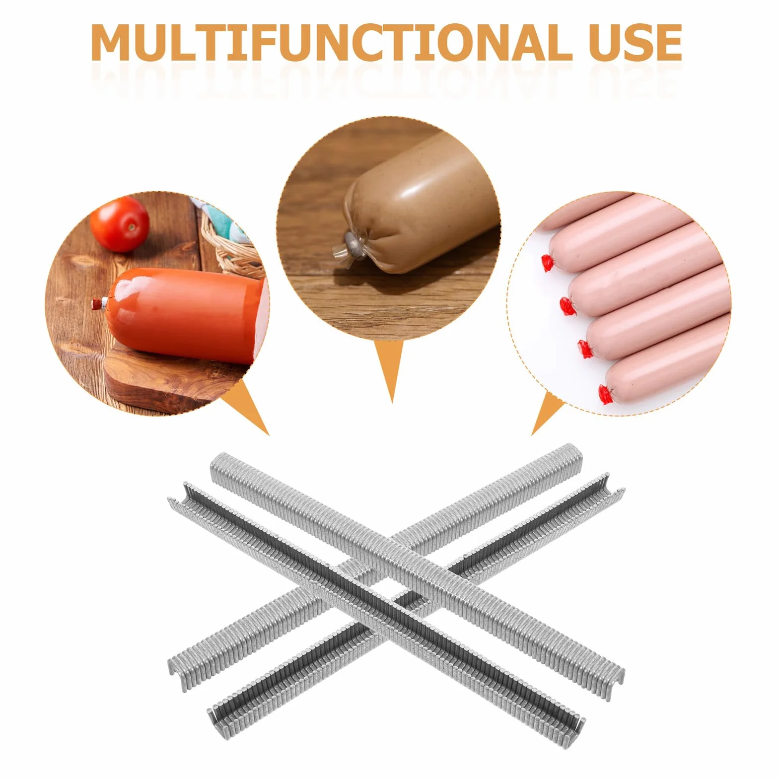 Angoily Clips en U de Aluminio para Salchichas Manuales, Pinzas para Sellar Embutidos, Cierre Seguro y Resistente, para Máquina Cortadora, Uso Doméstico y Profesional, Paquete 4400