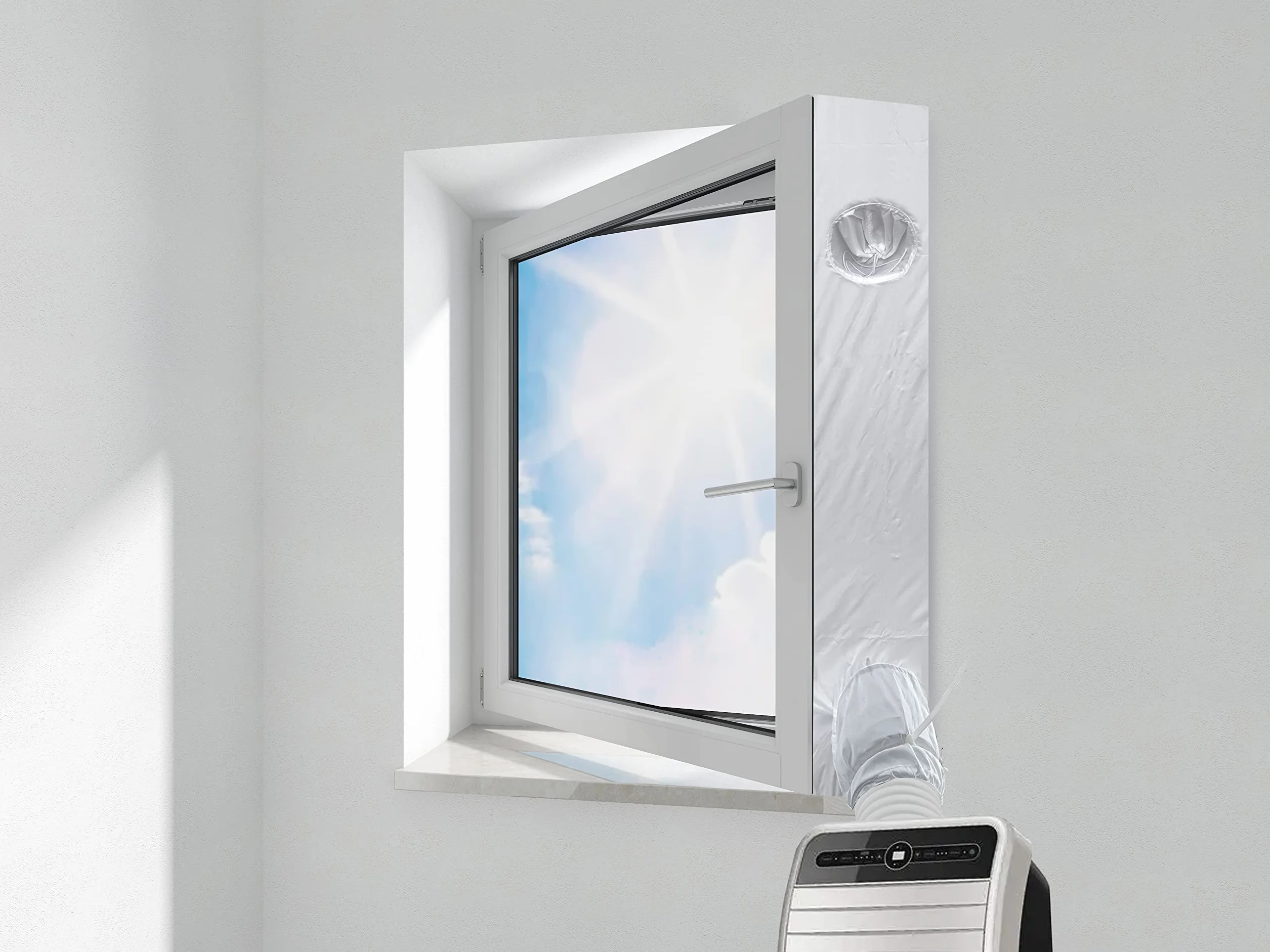 HOOMEE VP KIT aislante de ventana universal para aire acondicionado portátil, kit de ventana de bloqueo de aire universal, apto para ventanas abatibles empotradas de 500 cm