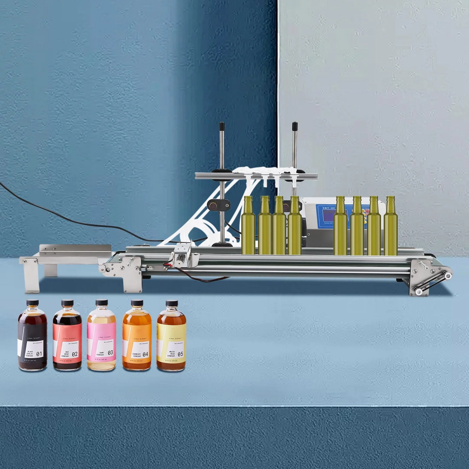 Máquina de llenado con cinta transportadora máquina de llenado automática para líquidos Bomba de membrana 10-500ml boquillas de llenado ajustables para botellas 20-90 mm adecuado para bebidas vinos
