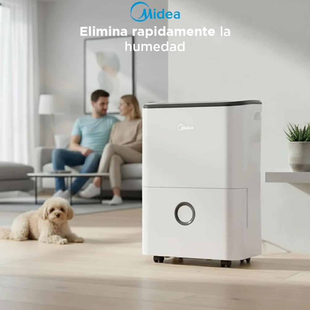 Midea Deshumidificador de Humedad 20L Silencioso | WiFi/App, Modo Secado de Ropa y Auto Antihumedad, Purificador Eléctrico Antibacterias, moho y Condensación | Ideal en habitaciones hasta 50m2/150m3