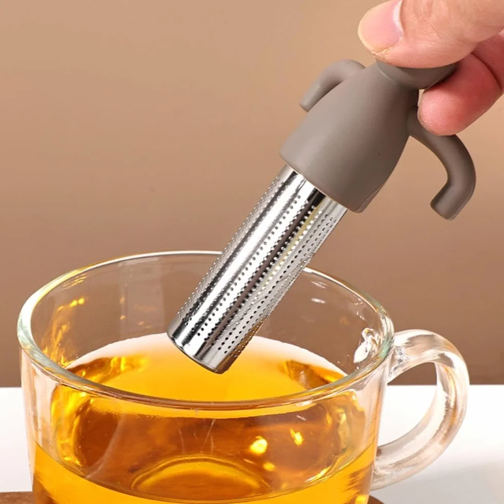 Bola infusora de té, colador de hojas sueltas de malla extrafina con mango de silicona, diseño plegable a prueba de fugas para tazas y teteras, ideal para los amantes del té