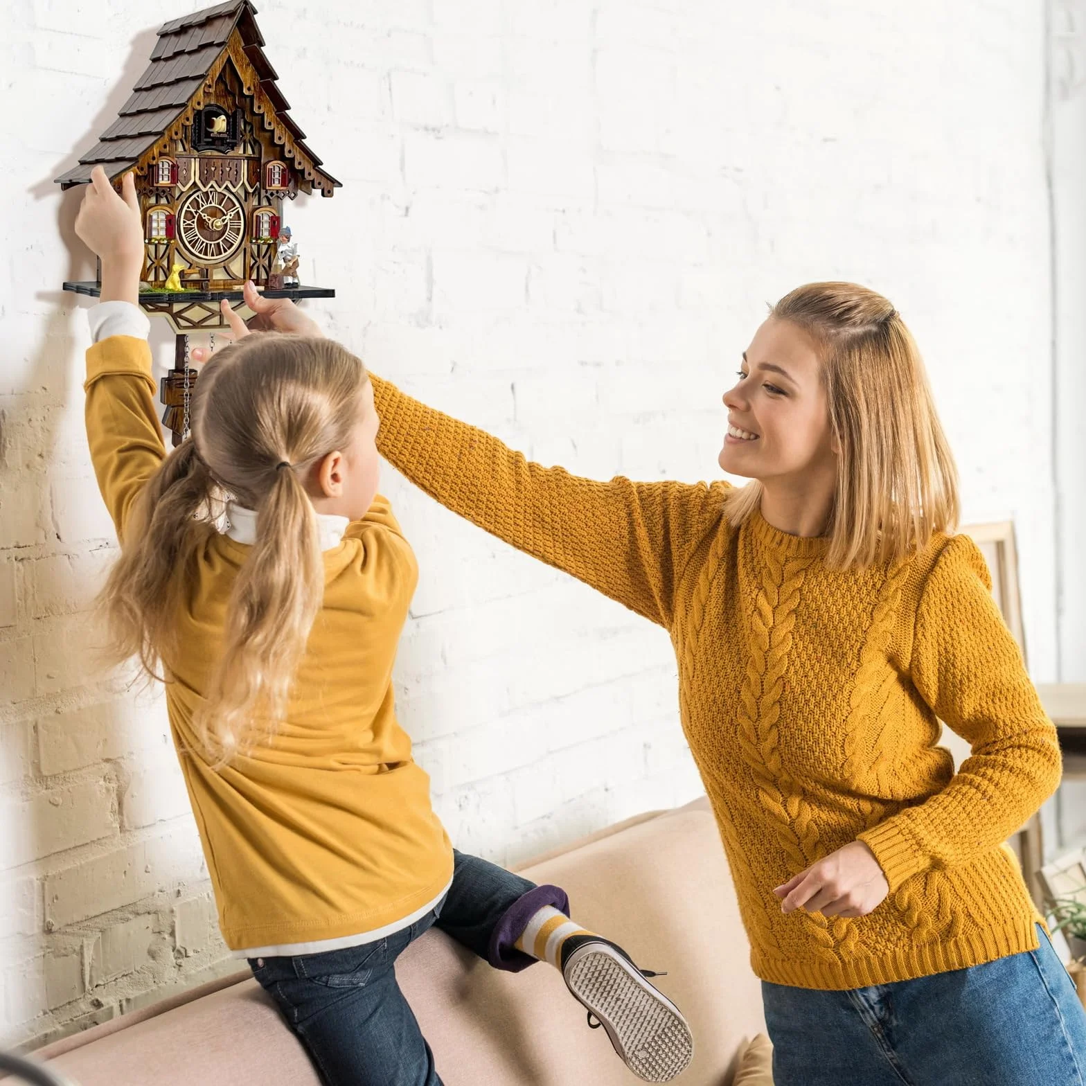 Cuckoo Clock for Wall Art: 12 Melodies, Volume Control, Night Mode, Germany Style Black Forest Retro Traditional Handcrafted Wooden House Home Decor, Gifts for Family (8.75 X 23inch)