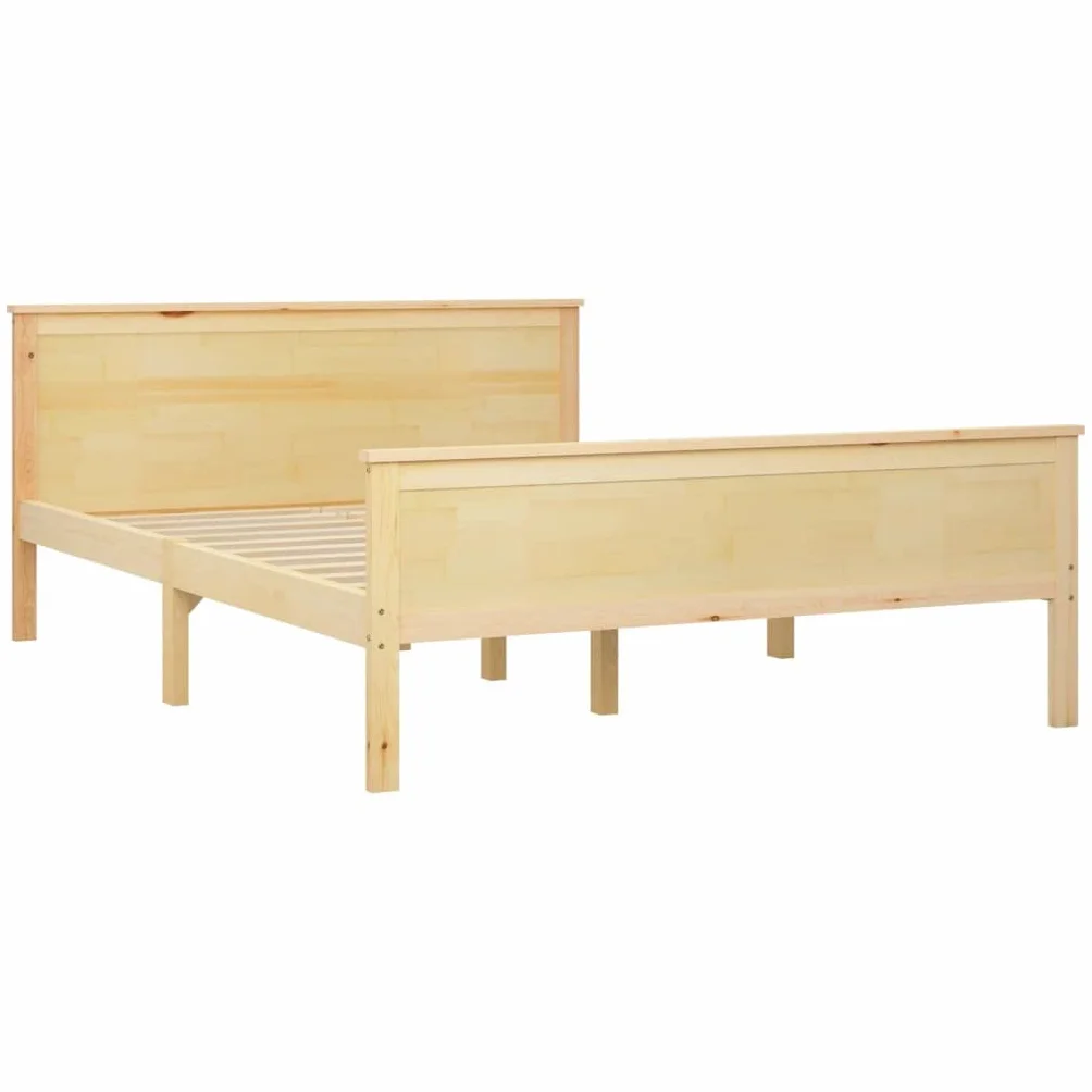 Marco de cama de madera maciza para dormitorio, 120 x 200 cm, madera de pino natural, plataforma estable con cabecero para adultos, jóvenes, muebles robustos sin colchón