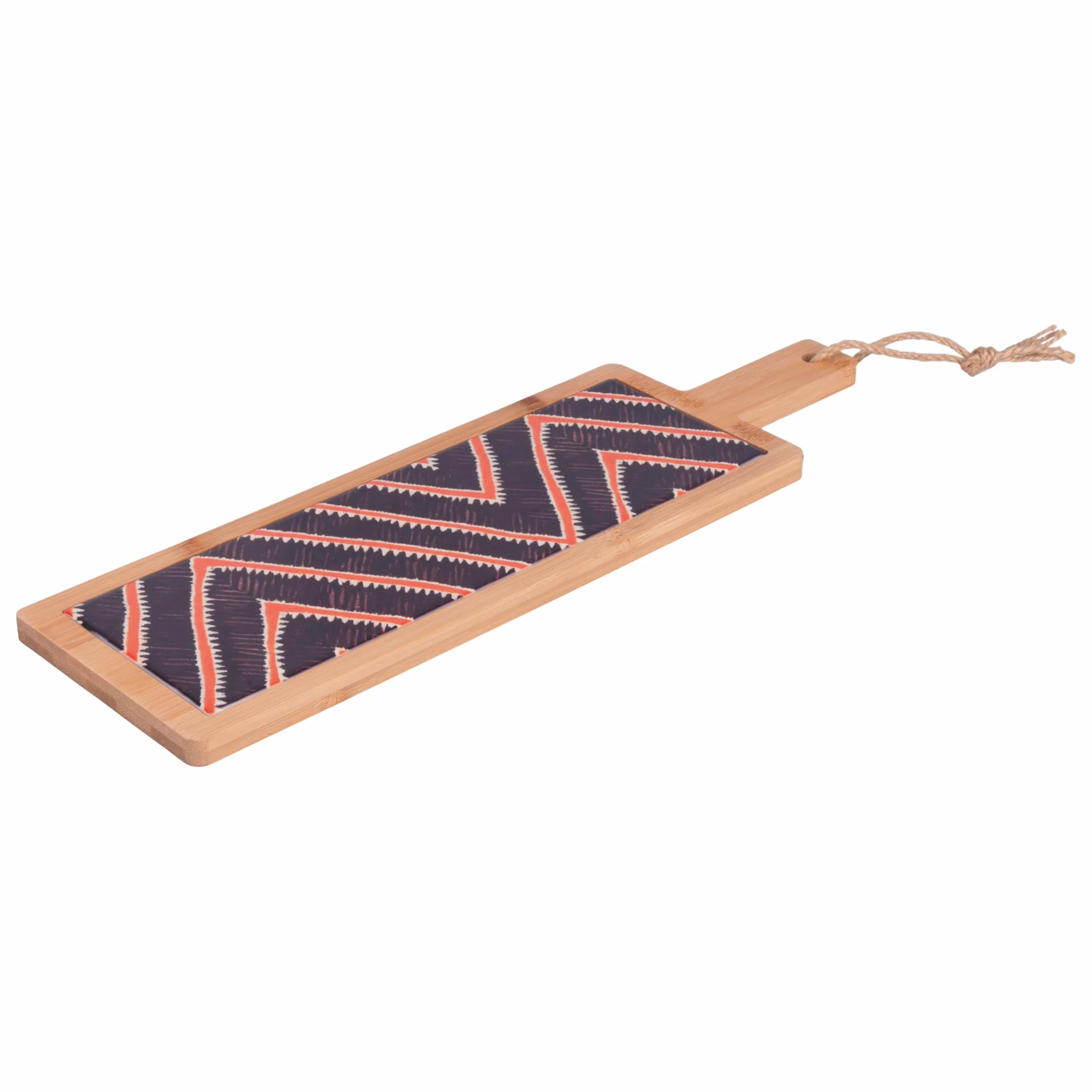 Malindi Tabla de cortar rectangular de cerámica y bambú 40 x 12,5 cm