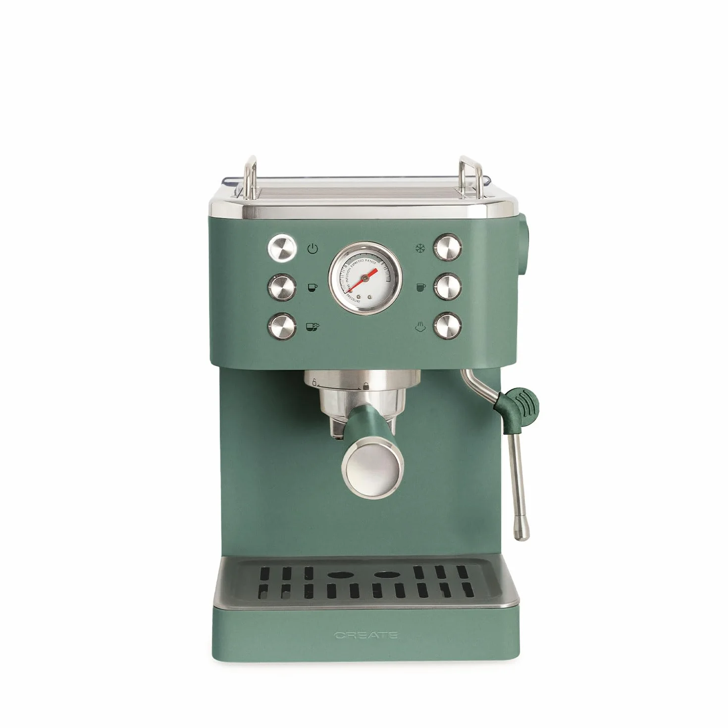 CREATE / THERA CLASSIC COLD BREW/Cafetera express verde sage/Función café frío, depósito 1,5L, brazo vaporizador, doble salida, semiautomática, café molido y monodosis ESE 55mm manómetro, 1350W