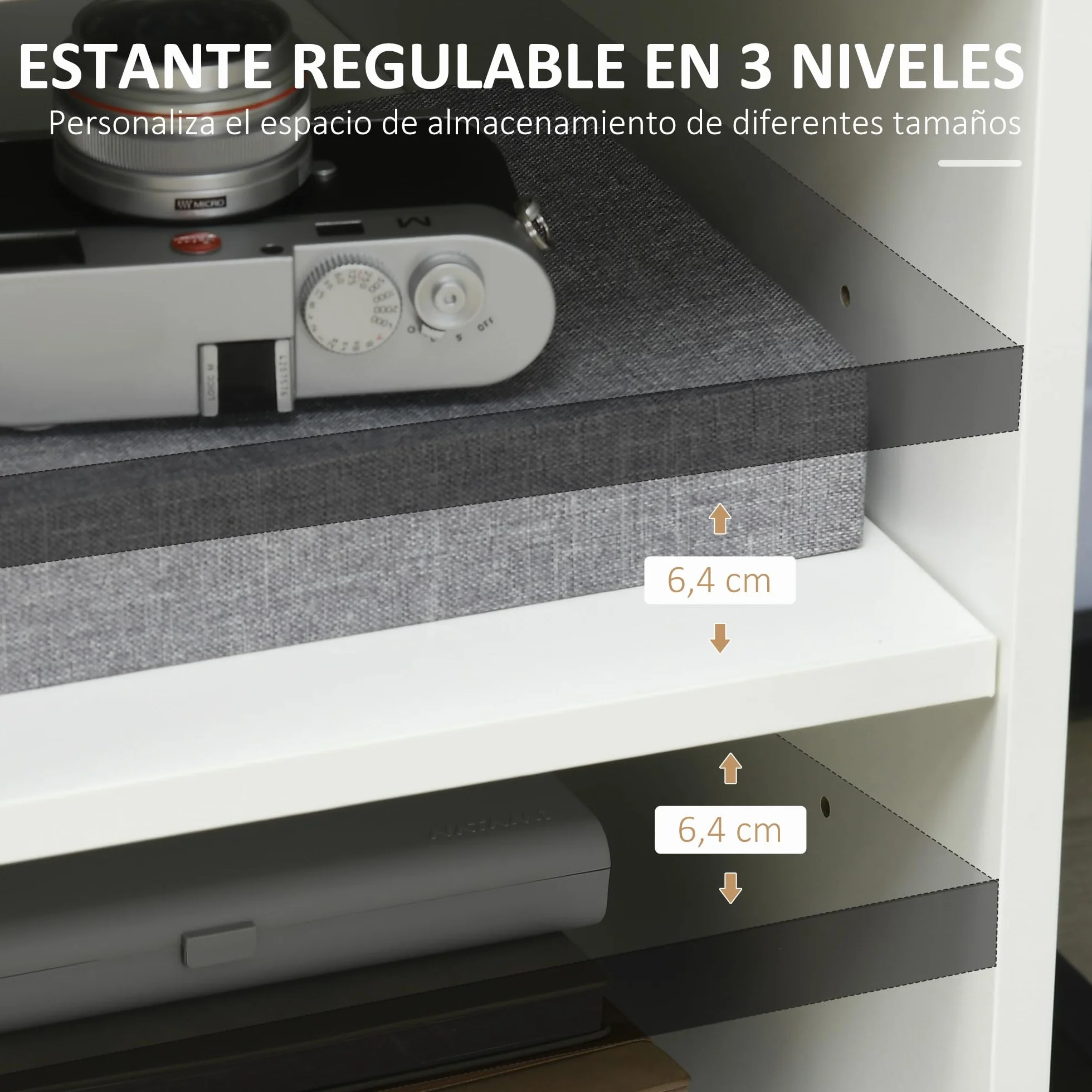 HOMCOM Mueble con Ruedas para Impresora Armario de Oficina Multifuncional con Estantes con Amplio Espacio de Almacenaje 60x50x65,5 cm Blanco