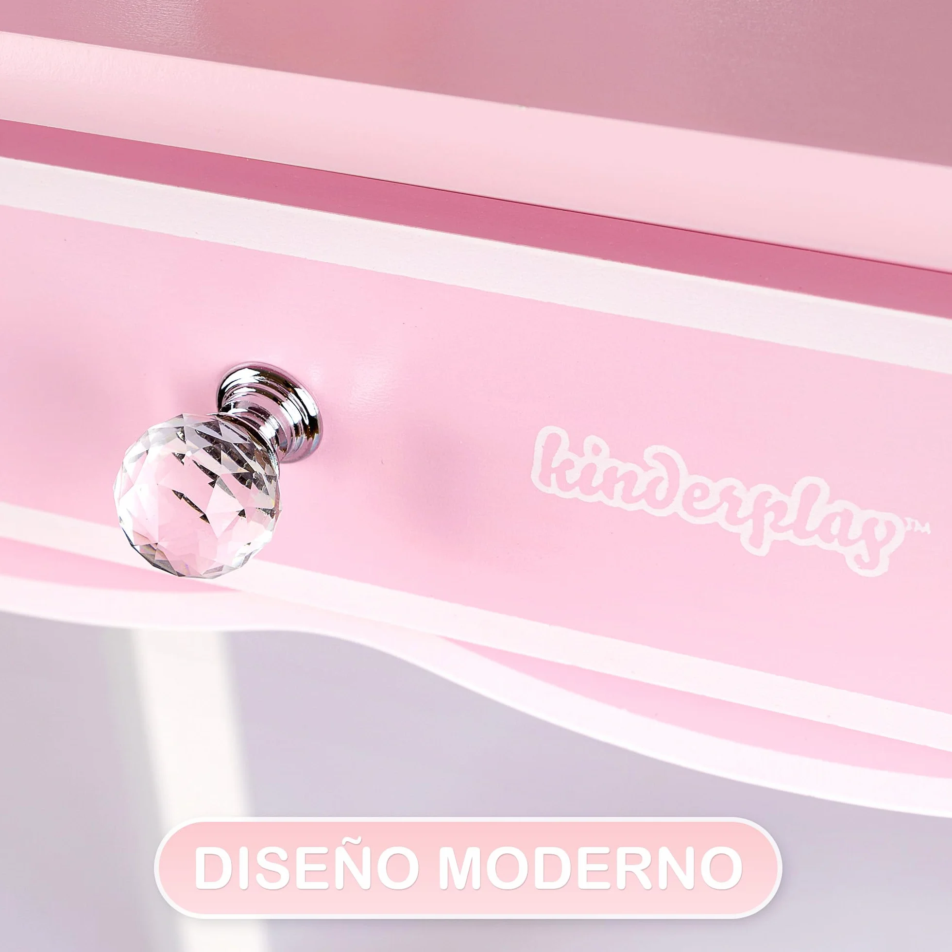 Tocador Infantil de Madera con Espejo y Accesorios Rosa Green Series GS3300