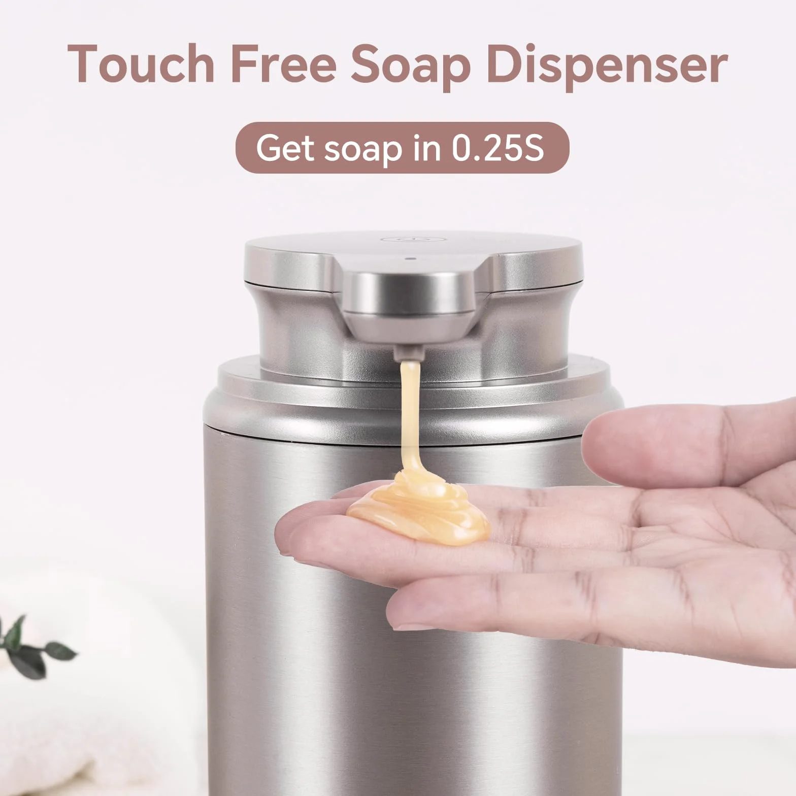 Dispensador automático de jabón, dispensador de jabón de Manos de Acero Inoxidable para baño, Cocina, Recargable, Bomba de jabón de Manos sin Contacto, 12 onzas