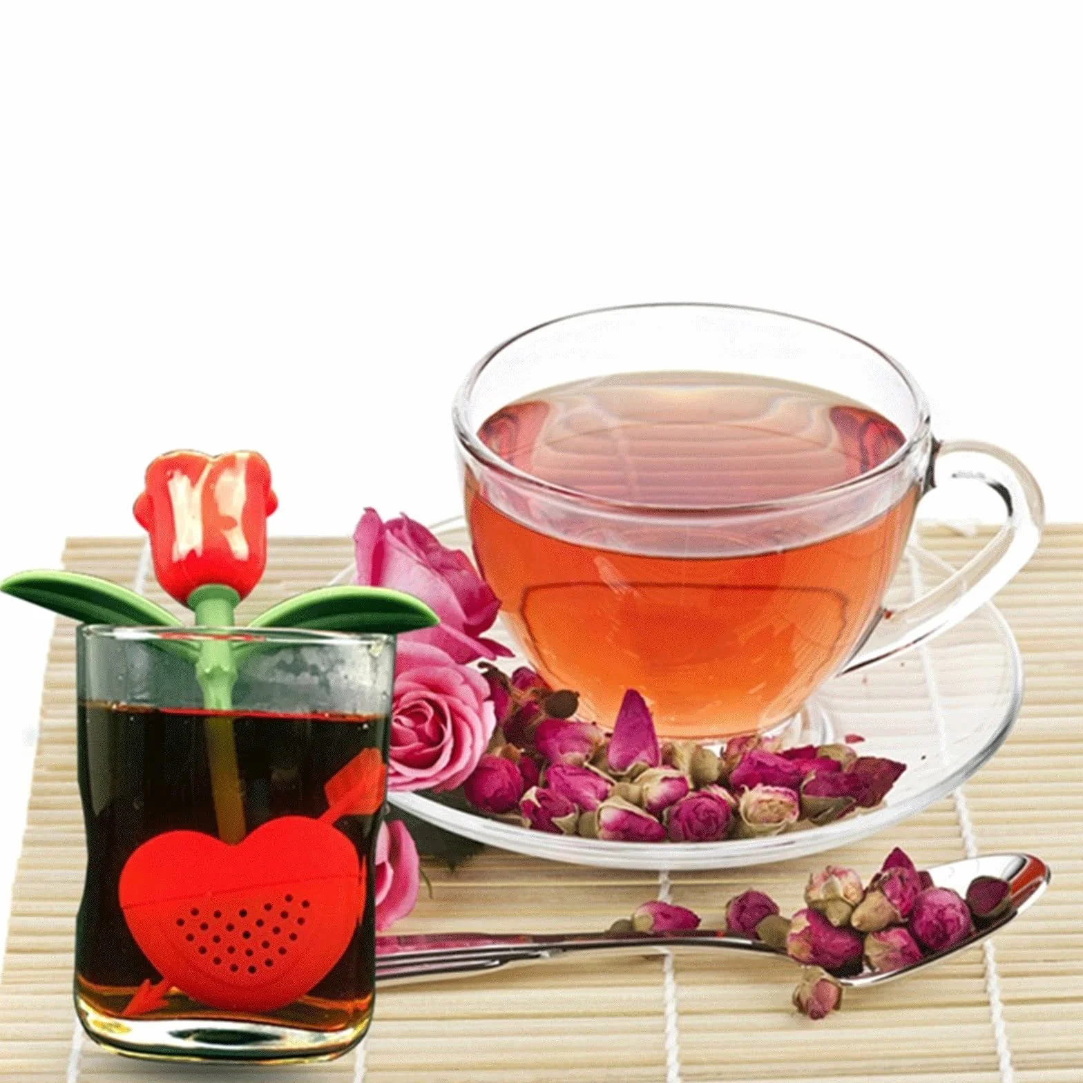Colador de té, difusor de filtro de rosas de té, colador de silicona para diferentes tazas y hojas, herramienta de barra de cocina, accesorio de cocina (ciruela)