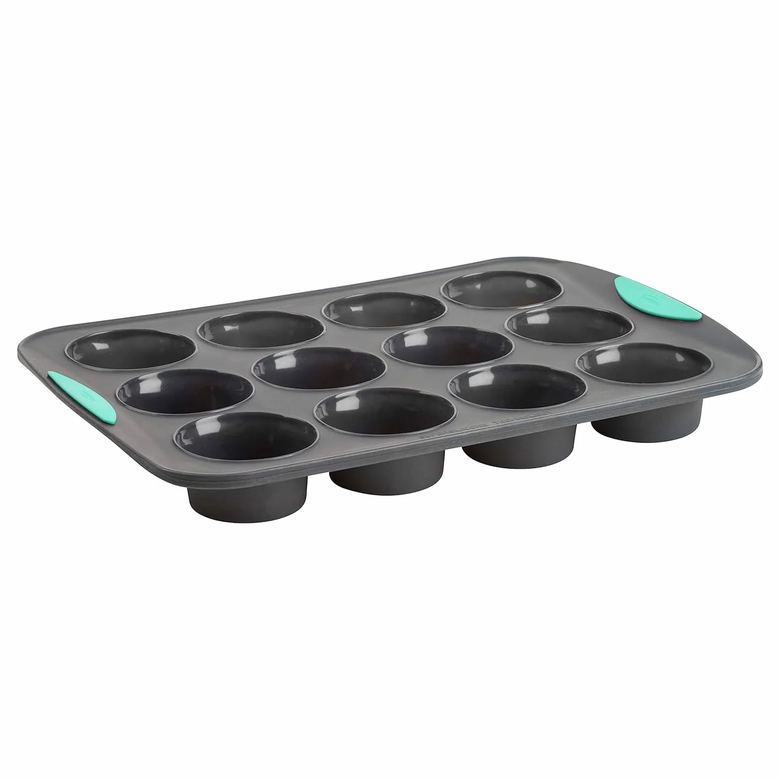 Trudeau Structure - Molde de silicona para magdalenas, 12 tazas, silicona flexible con forro duro para mantener la forma, antiadherente, sin BPA, apto para lavavajillas, resistente al calor hasta