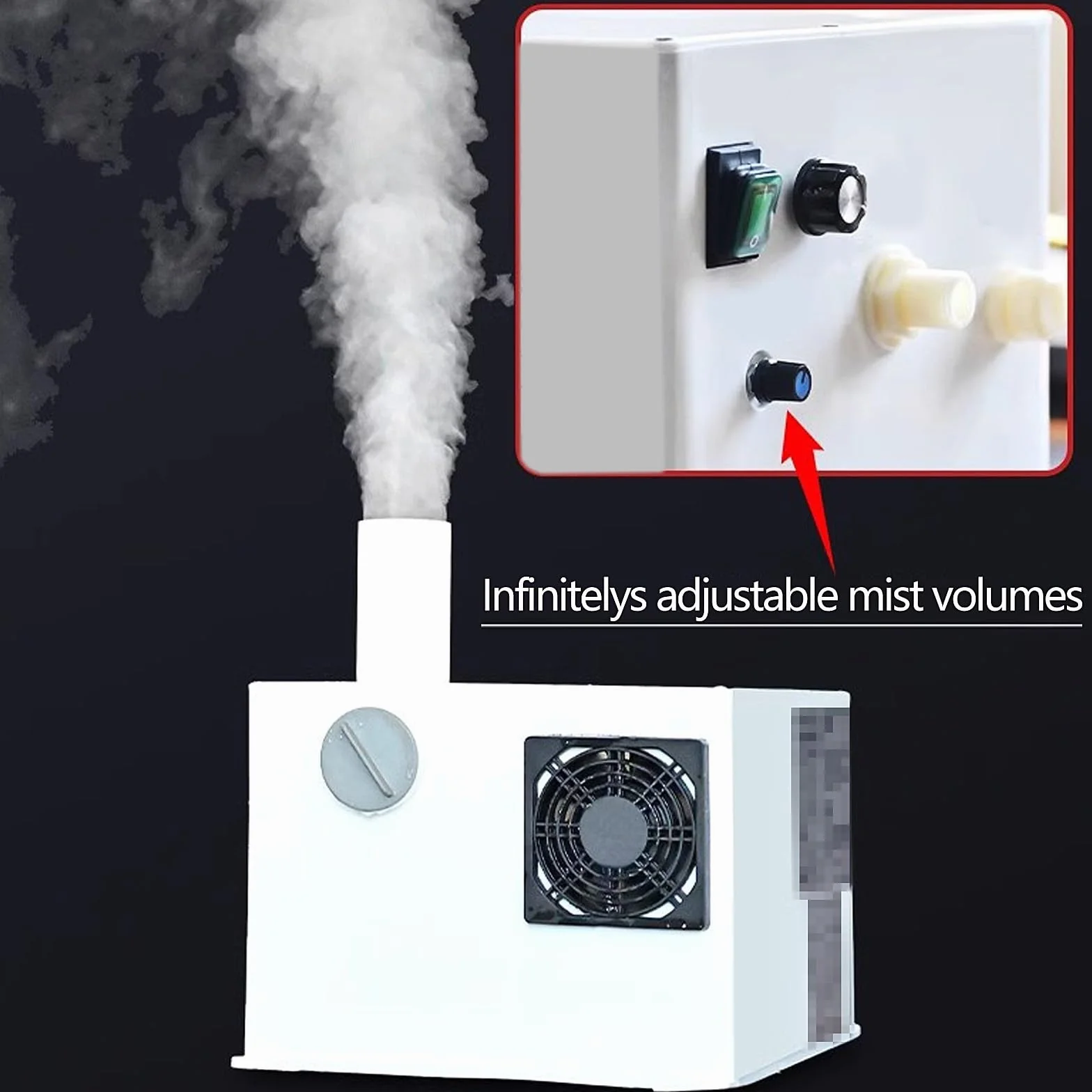 Humidificador de Airea Ultrasónico, 3.5L Humidificador de Acero Inoxidable con Doble Salida de Vapors, Partículas Atomizadas de 3-5nm para Comercial Industrial(37 * 26.5 * 20cm (180W))
