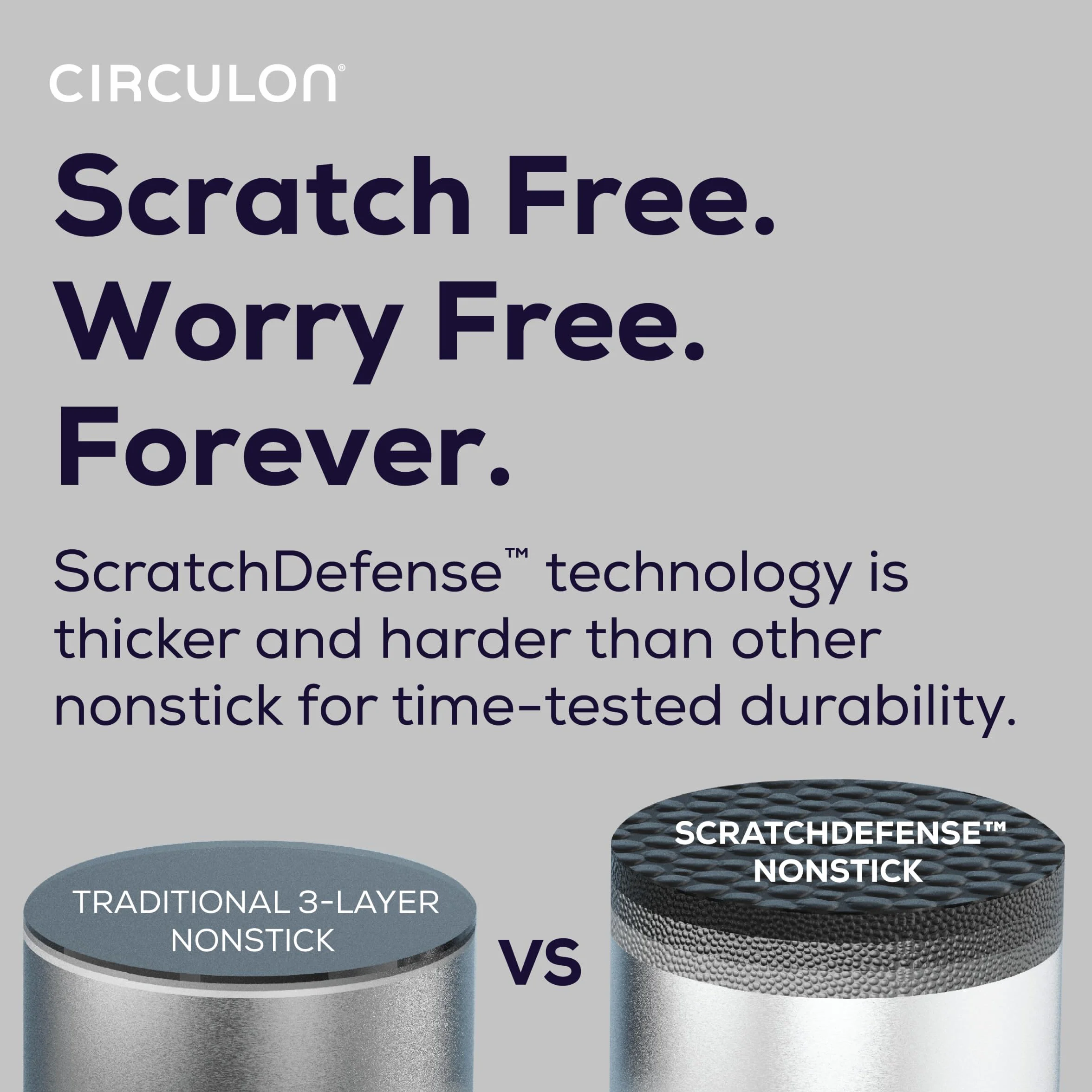 Circulon Scratch Defense - Sartén antiadherente con tapa de 28 cm, 4,7 L, antiadherente, utensilios de cocina antiadherentes, aptos para lavavajillas y horno, acabado de peltre de grafito