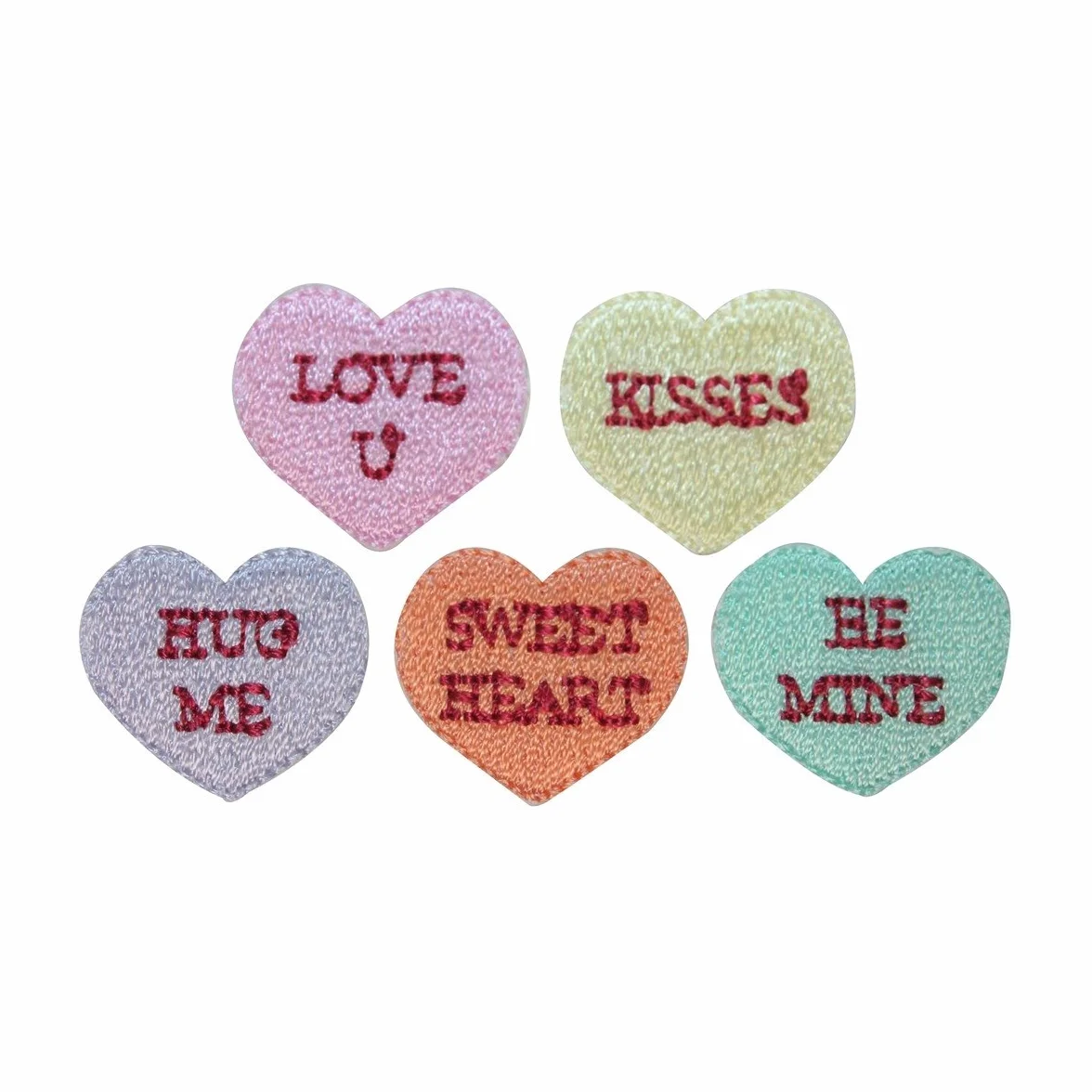 ID 3298A-E - Juego de 5 Parches Bordados con Forma de Corazón para Ropa, para San Valentín