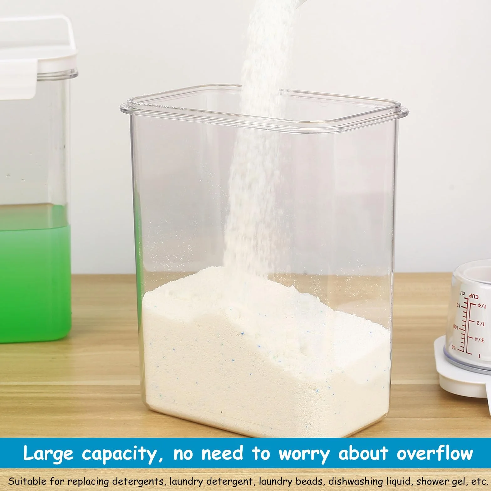 Dosificador Detergente Lavadora 1800 ml Recipientes para Detergente en Polvo con Vaso Medidor, Dispensador de Detergentes