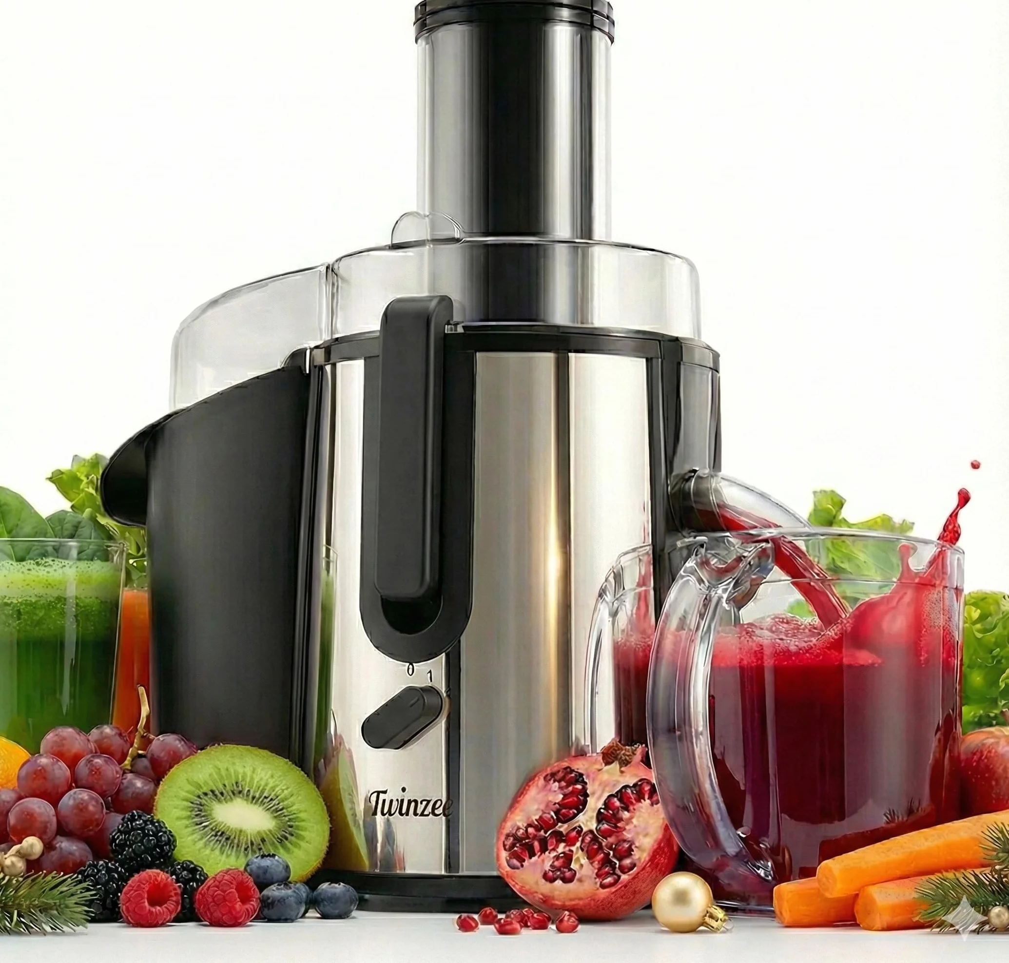 Twinzee Licuadora 850W Extractor de Zumos y Verduras Juicer Boca 75 mm 2 Velocidades