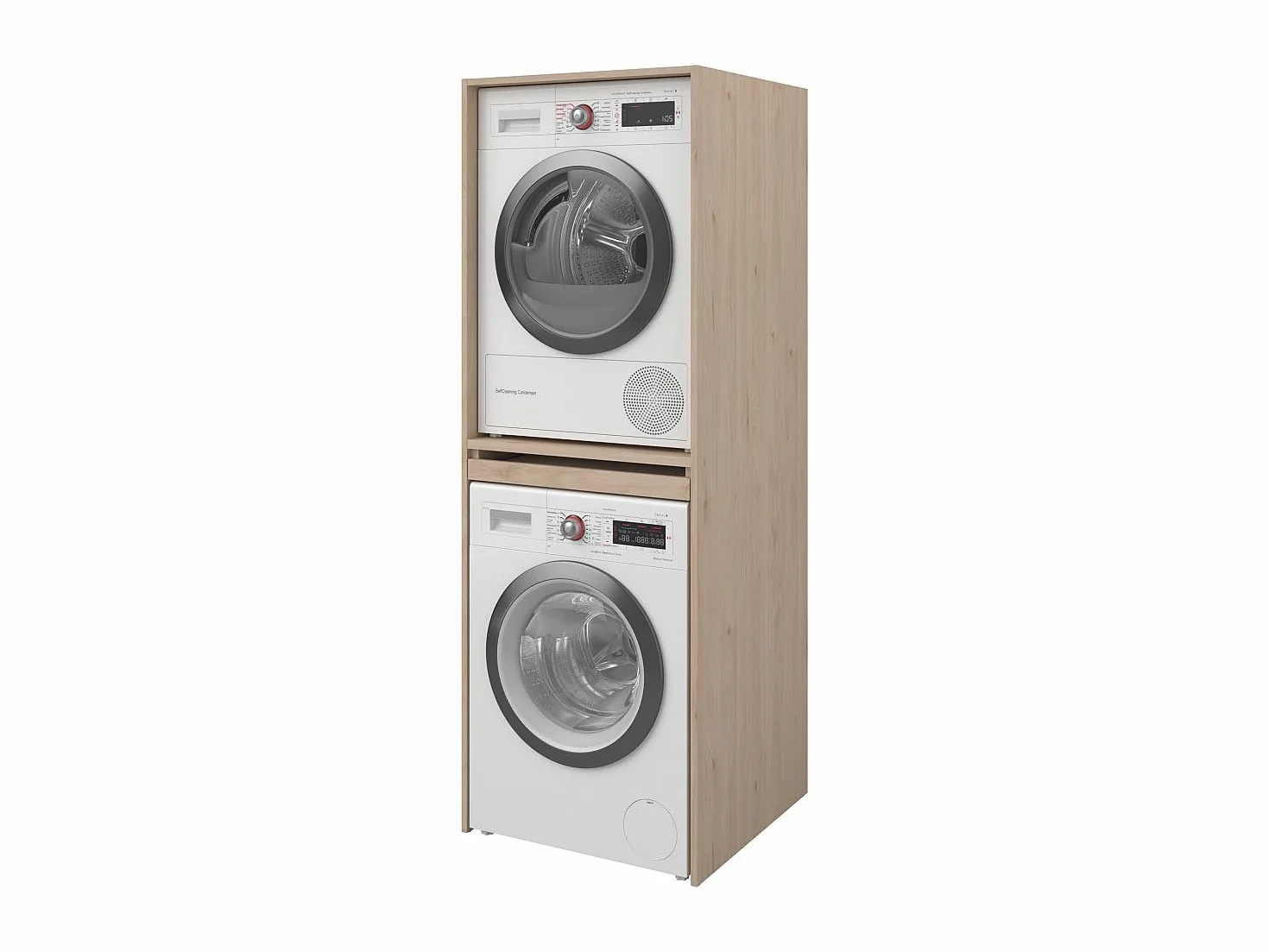 Vente-unique - Mueble para Lavadora Erkano - L 64.2cm x A 64.9cm x H 184.4cm - melamina - Color Natural Claro