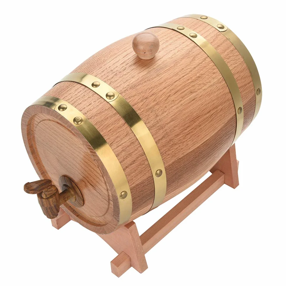 Barril de Vino de Madera de Roble de 3 Litros, Dispensador de Tequila Whisky Bourbon para Whisky Tequila Bourbon, Almacenamiento de Whisky de Roble Envejecido Pieza Central de